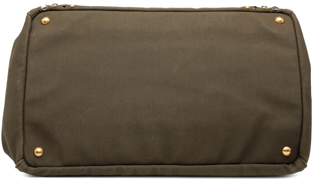 Prada Large Canvas Canapa Bijoux Satchel Groen