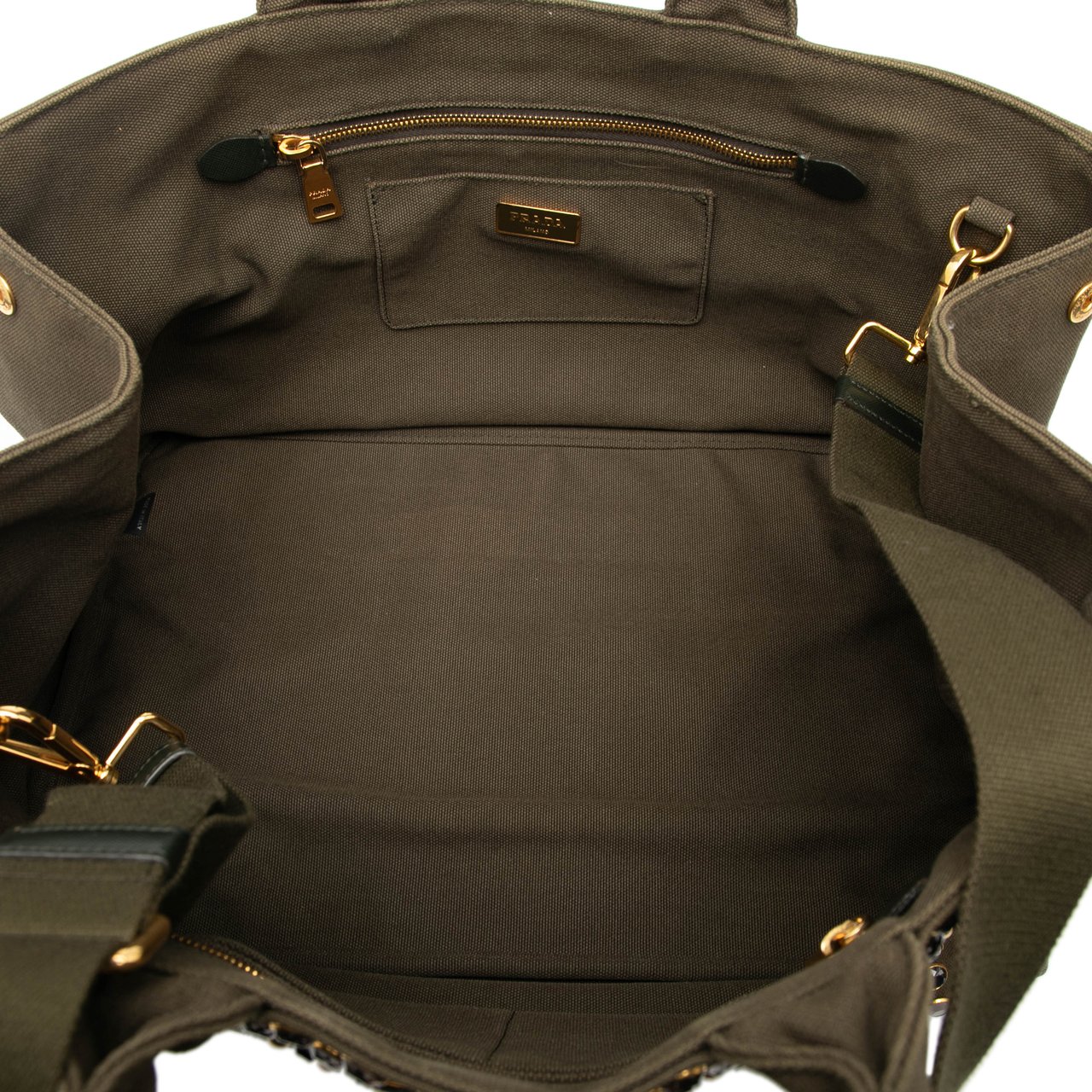 Prada Large Canvas Canapa Bijoux Satchel Groen