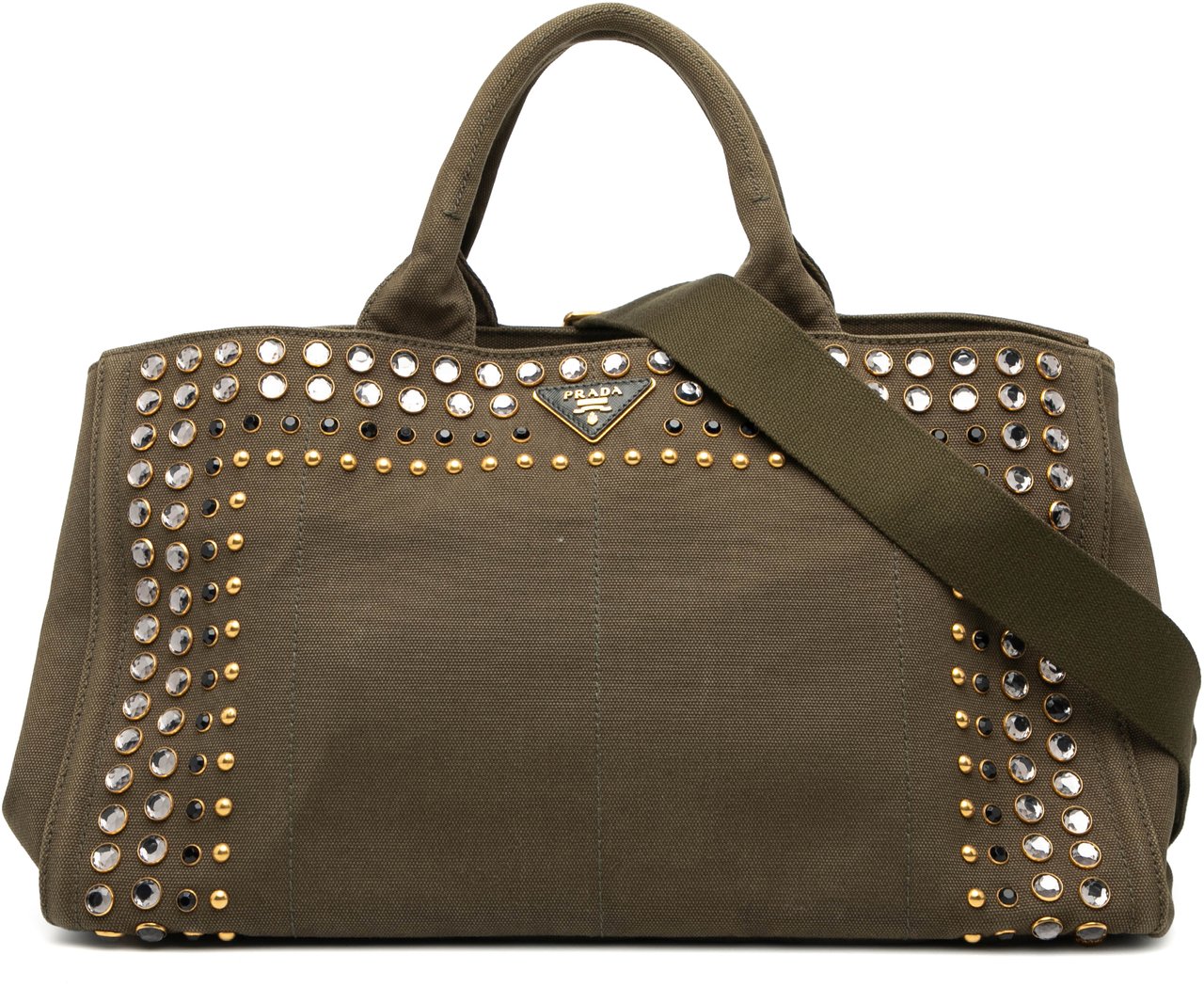 Prada Large Canvas Canapa Bijoux Satchel Groen