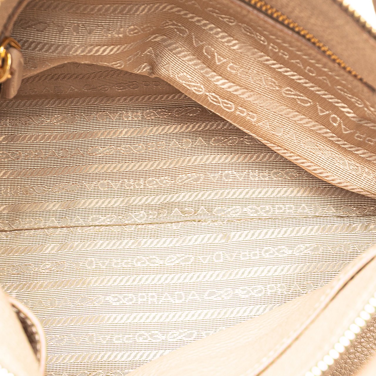 Prada Vitello Daino Zip Top Satchel Bruin
