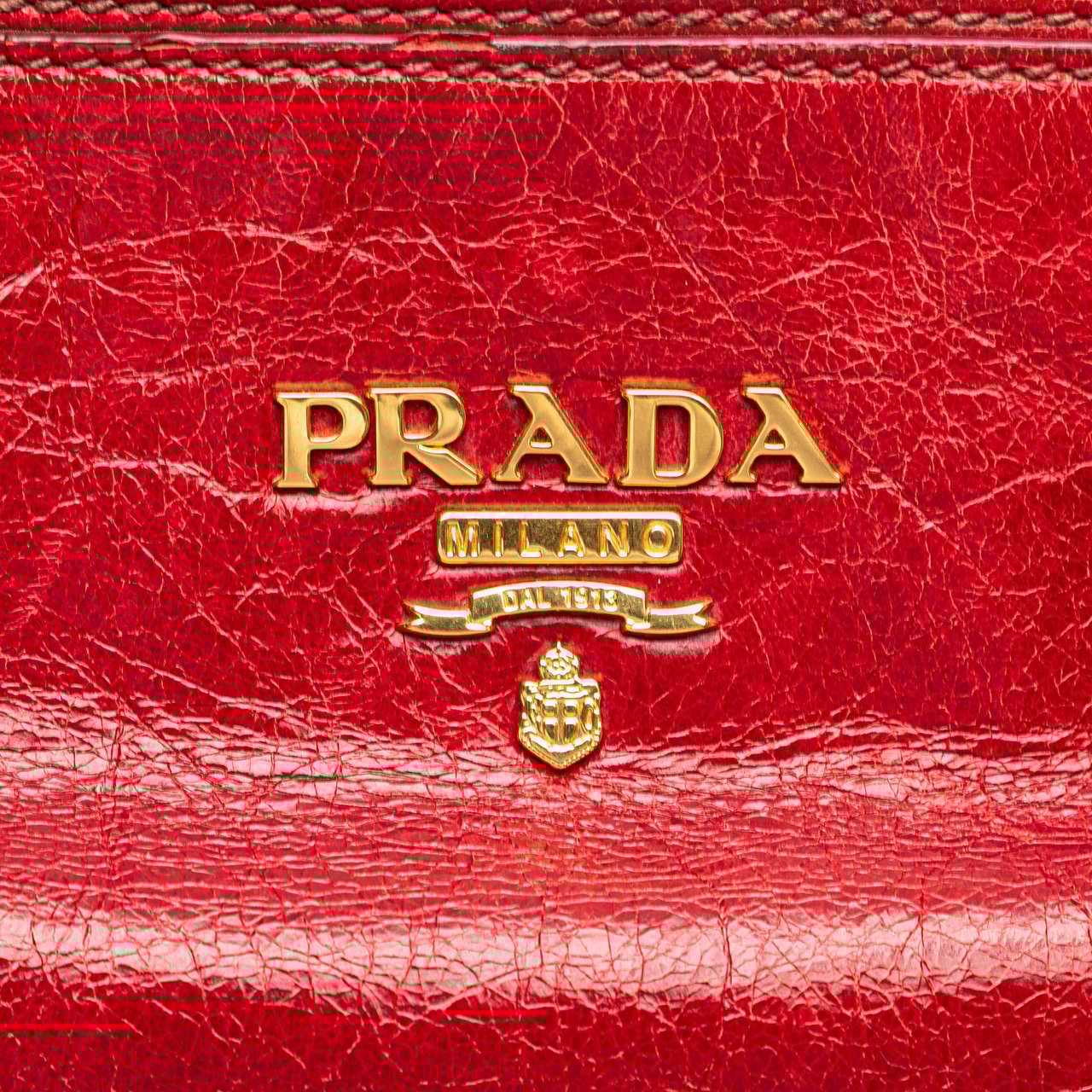 Prada Vitello Shine Bauletto Satchel Rood