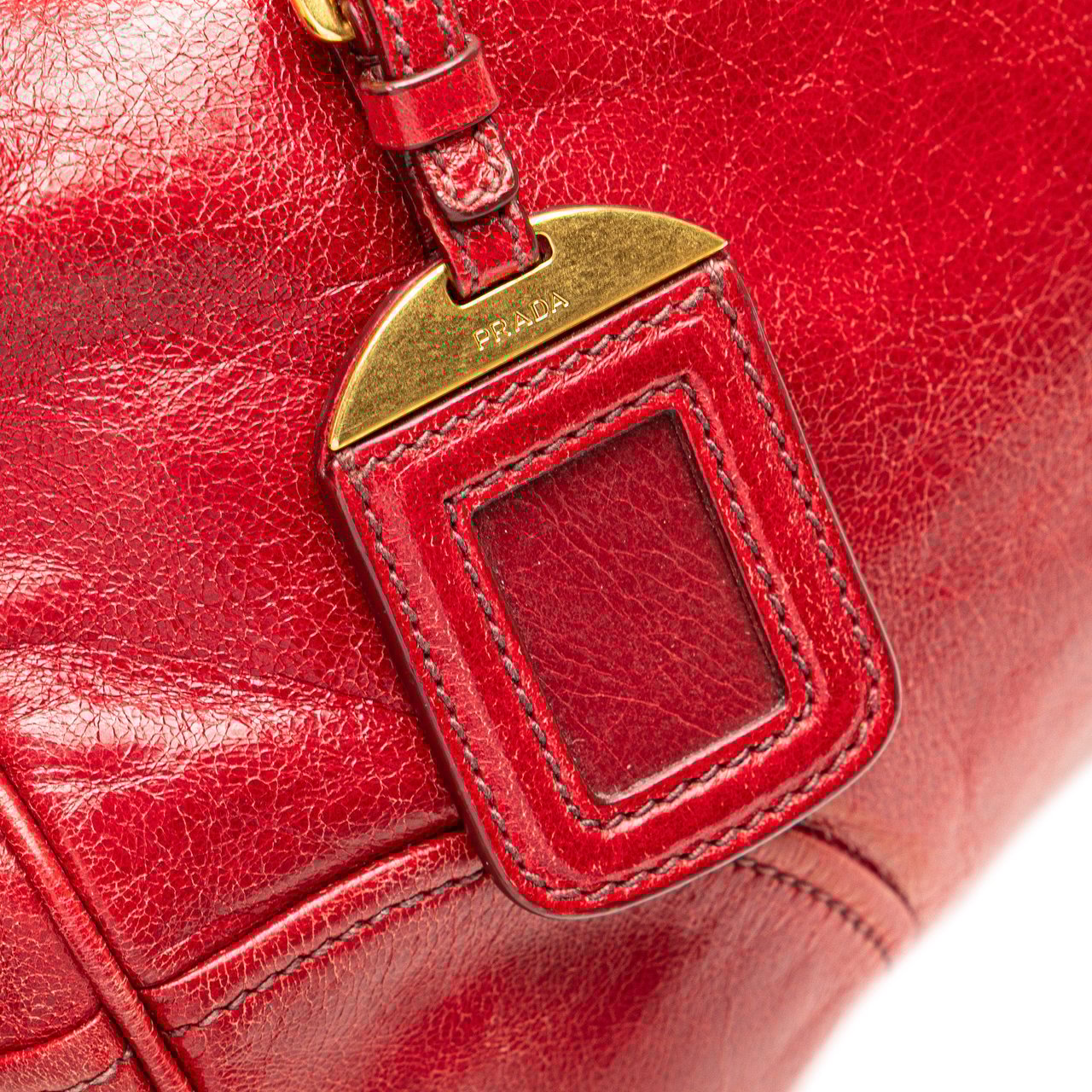Prada Vitello Shine Bauletto Satchel Rood