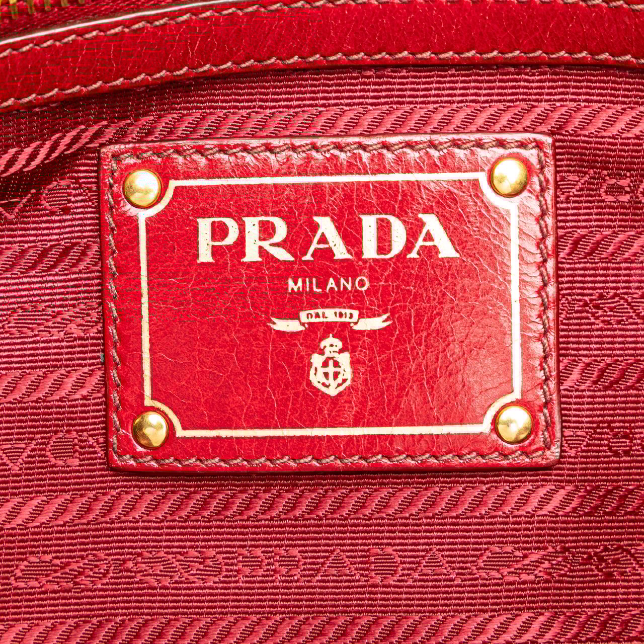 Prada Vitello Shine Bauletto Satchel Rood