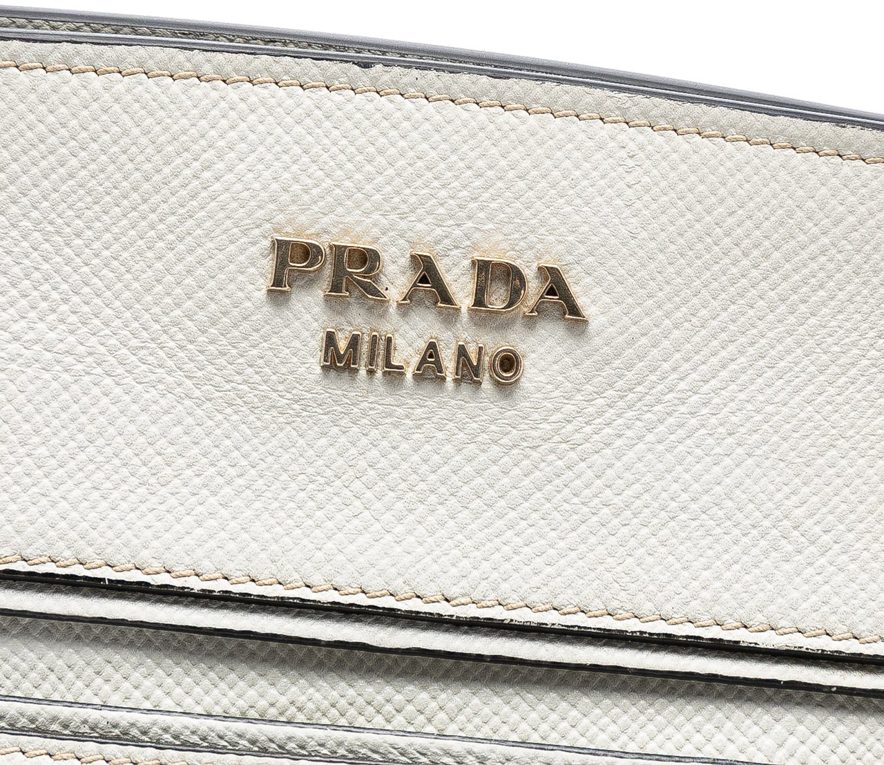 Prada Bicolor Saffiano Trimmed Canvas Satchel Zwart