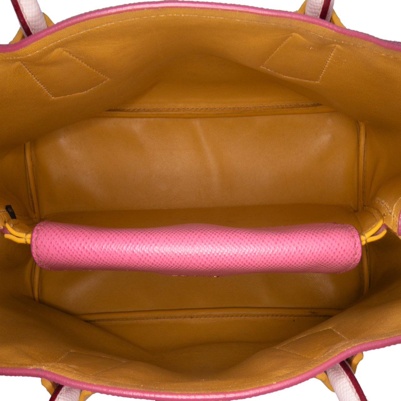 Prada Small Bicolor Saffiano Cuir Double Satchel Roze