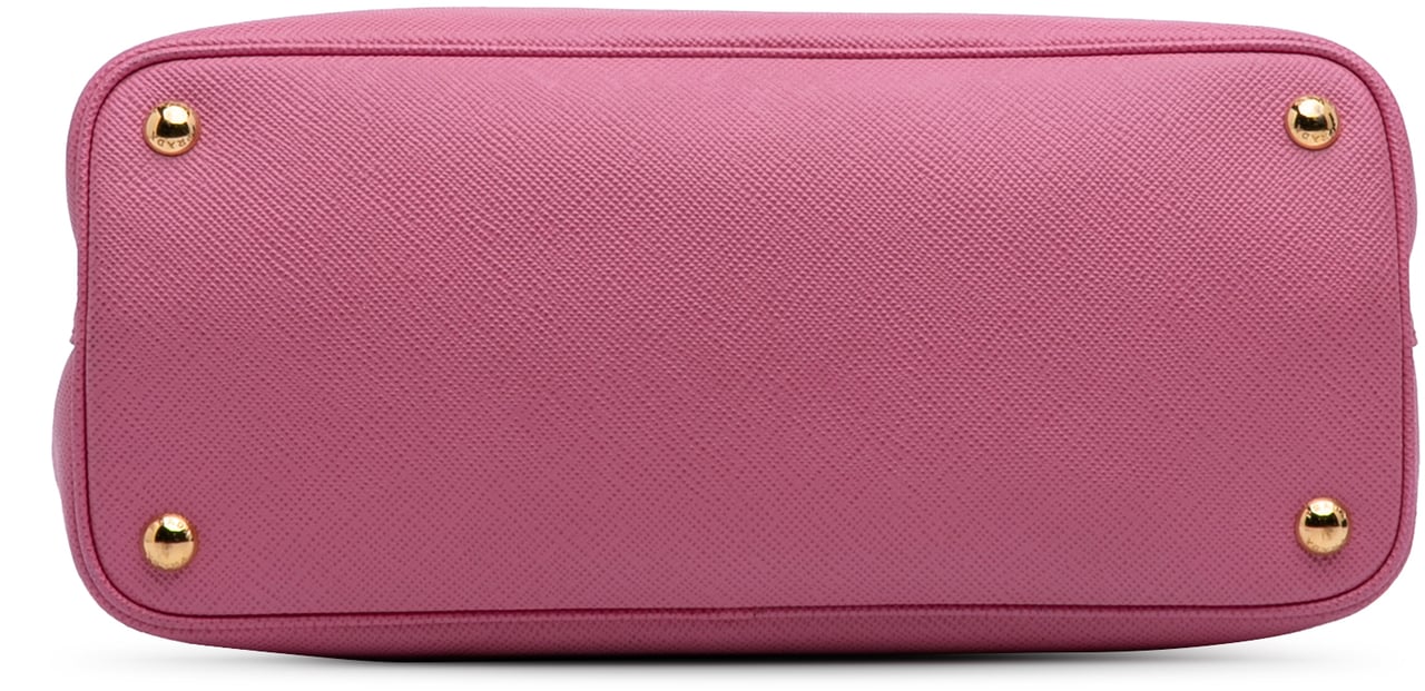 Prada Small Bicolor Saffiano Cuir Double Satchel Roze