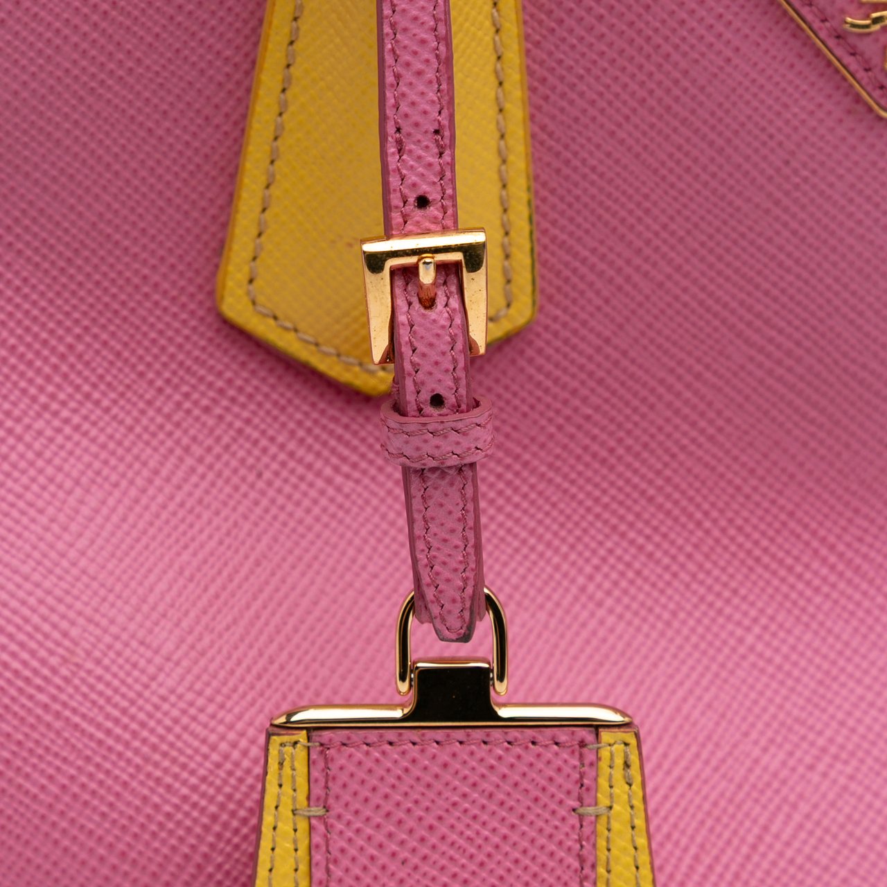 Prada Small Bicolor Saffiano Cuir Double Satchel Roze
