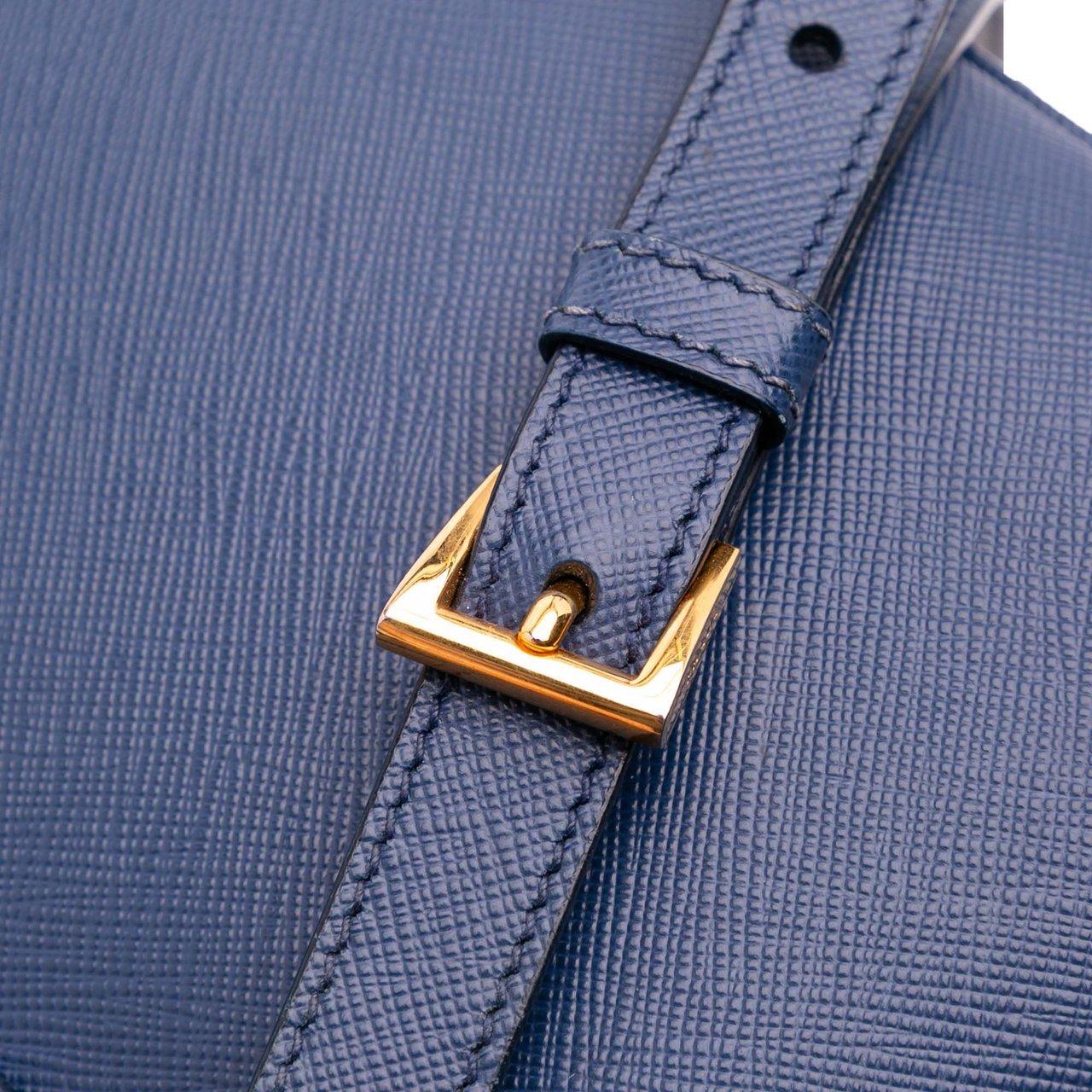 Prada Small Saffiano Lux Galleria Double Zip Satchel Blauw
