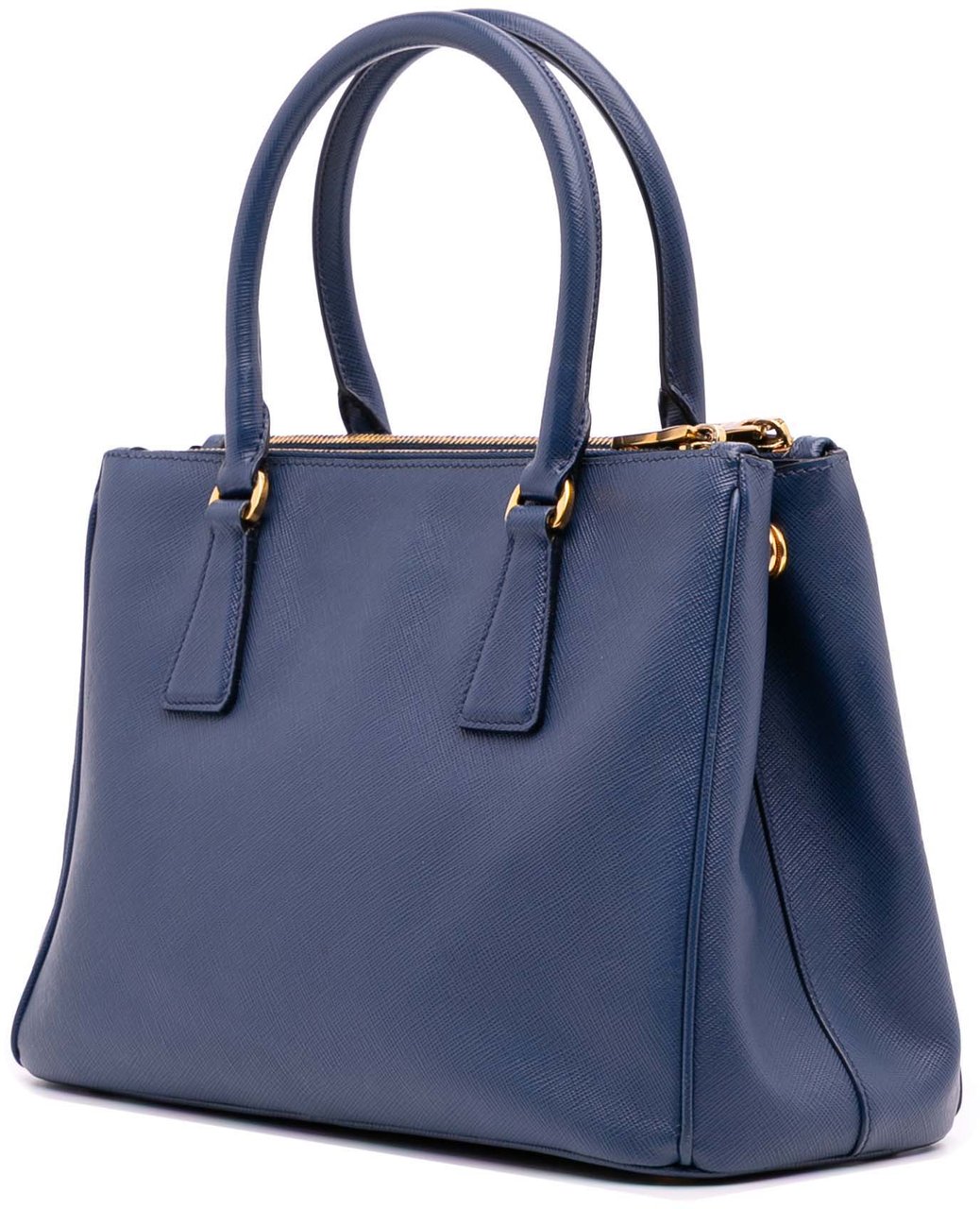 Prada Small Saffiano Lux Galleria Double Zip Satchel Blauw