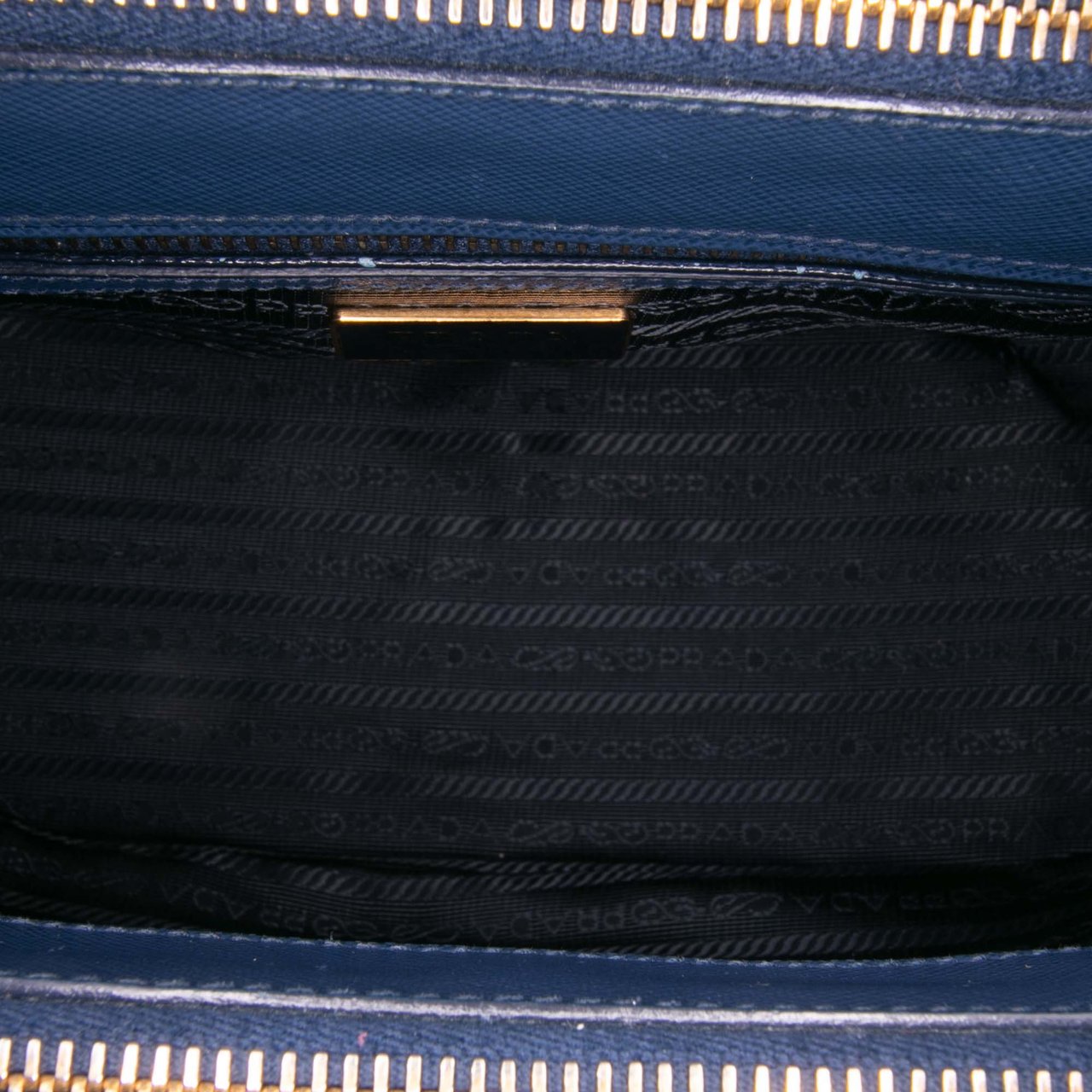 Prada Small Saffiano Lux Galleria Double Zip Satchel Blauw