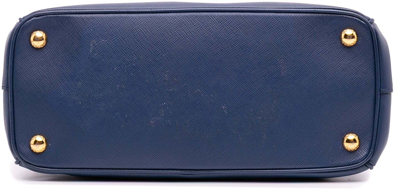 Prada Small Saffiano Lux Galleria Double Zip Satchel Blauw