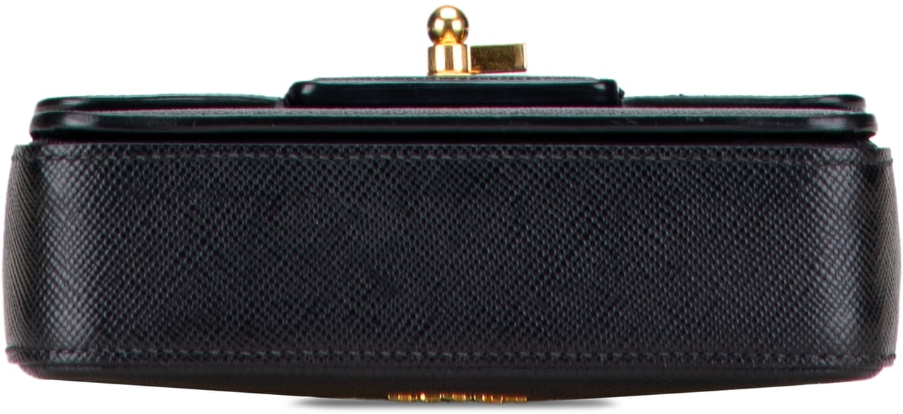 Prada Bicolor Saffiano Cuir Flap Crossbody Zwart