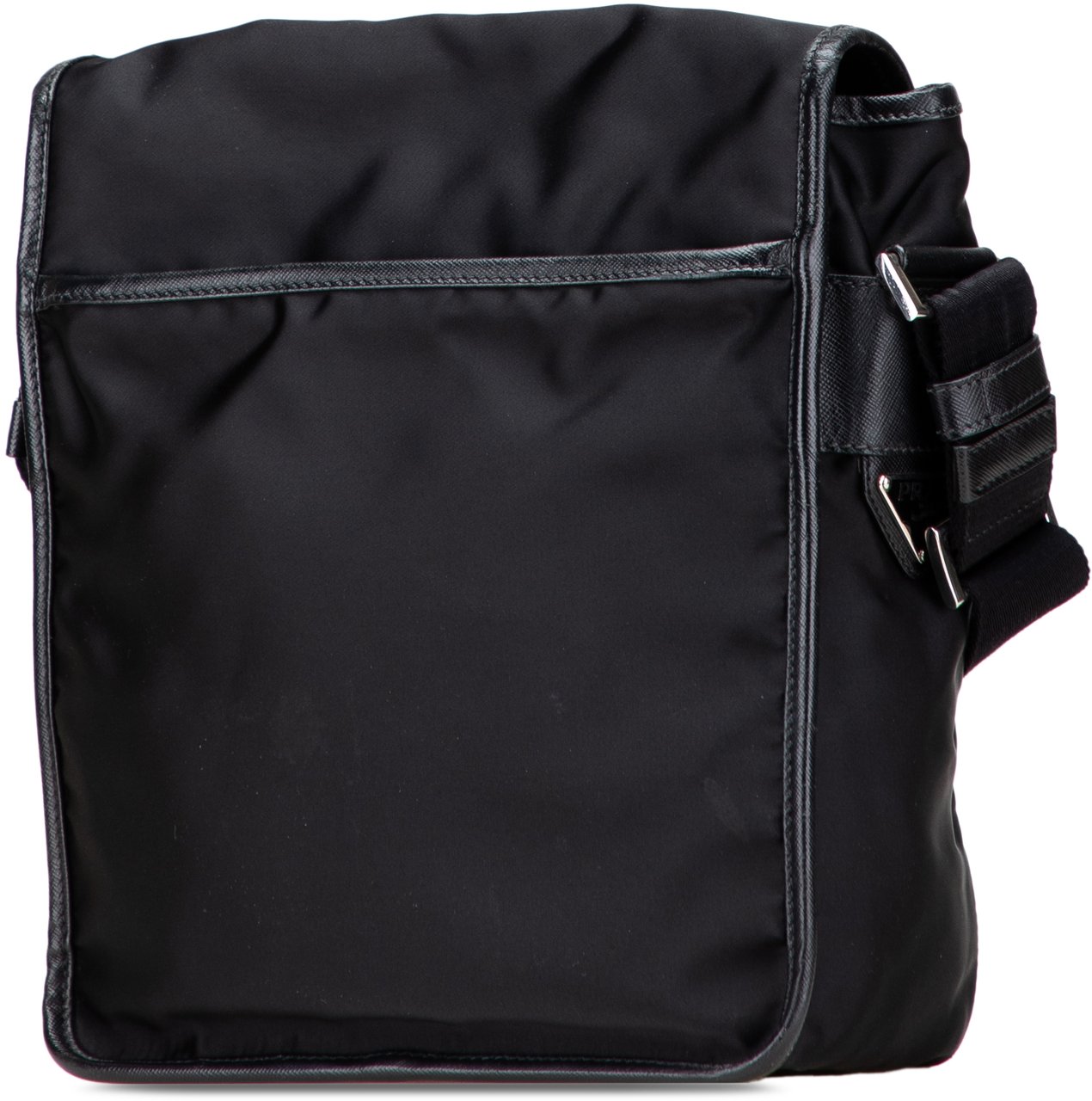 Prada Tessuto Buckle Messenger Bag Zwart