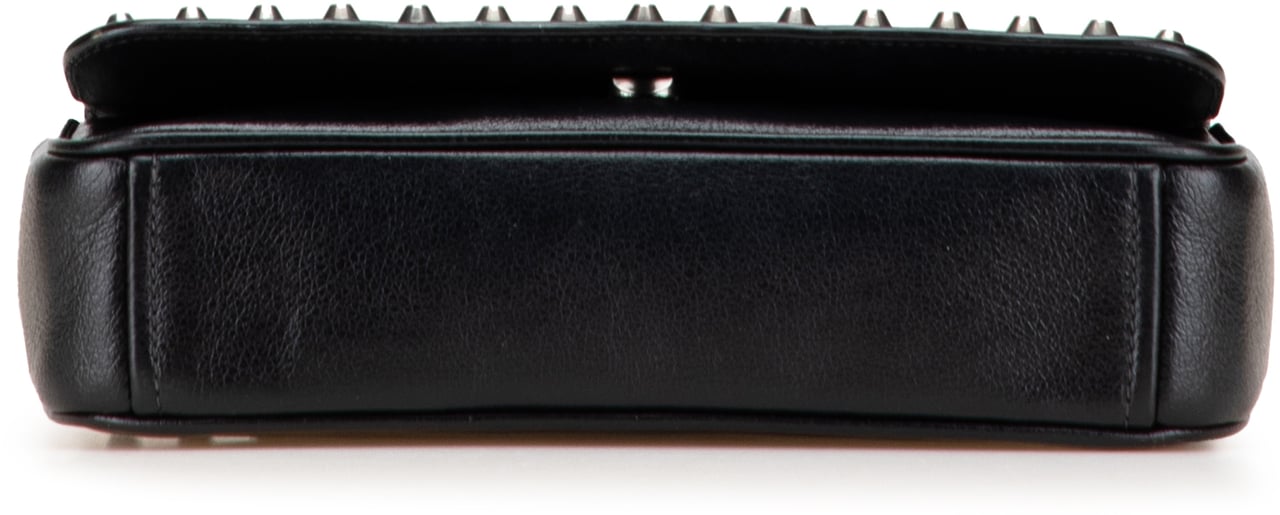 Prada Small Studded Glace Calf Chain Flap Zwart