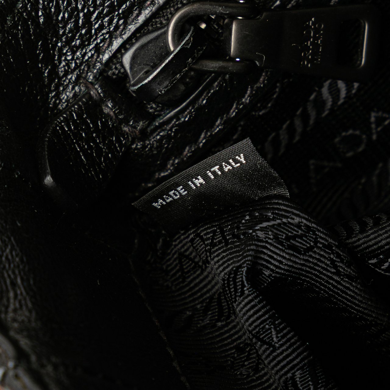 Prada Small Studded Glace Calf Chain Flap Zwart