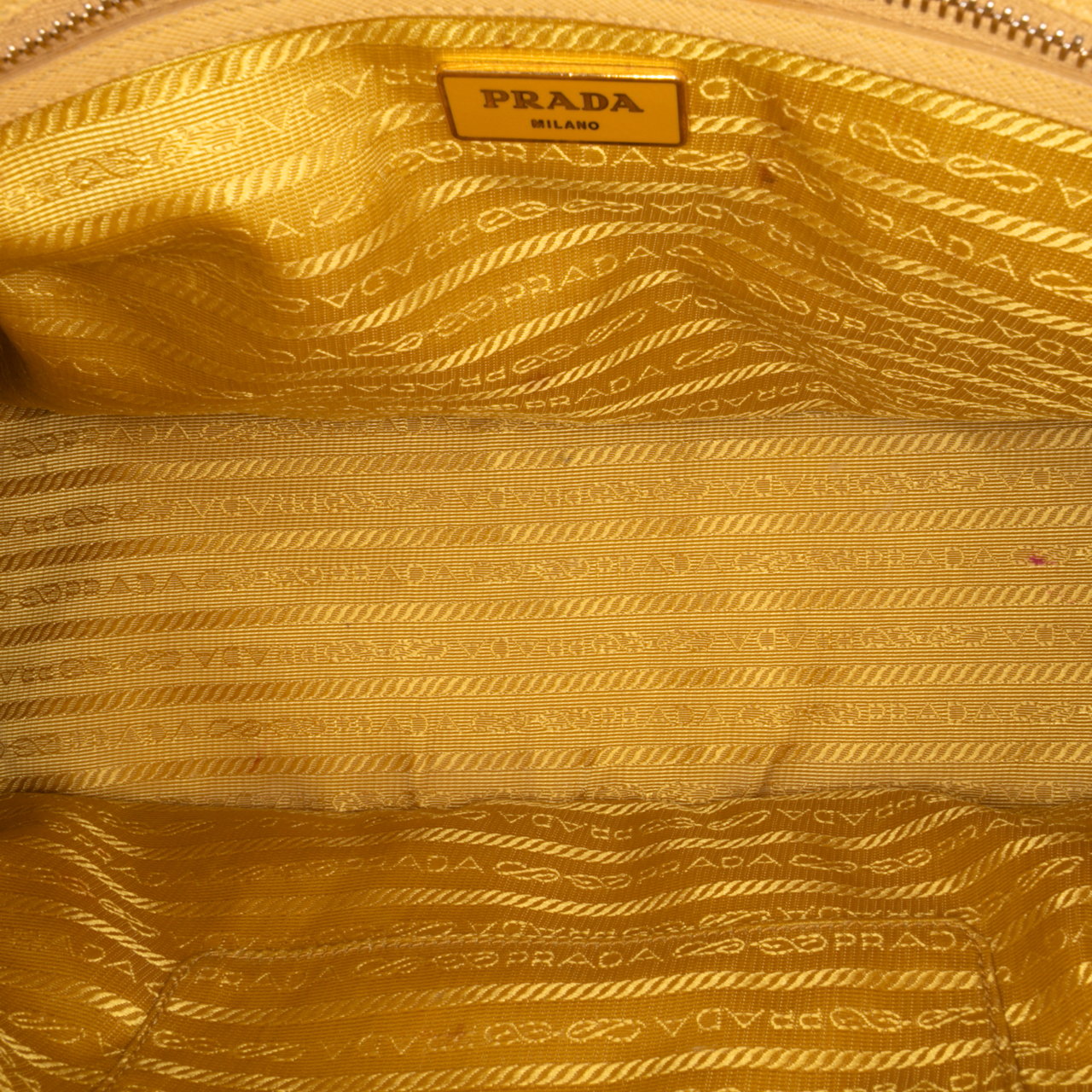 Prada Small Saffiano Lux Galleria Double Zip Satchel Geel