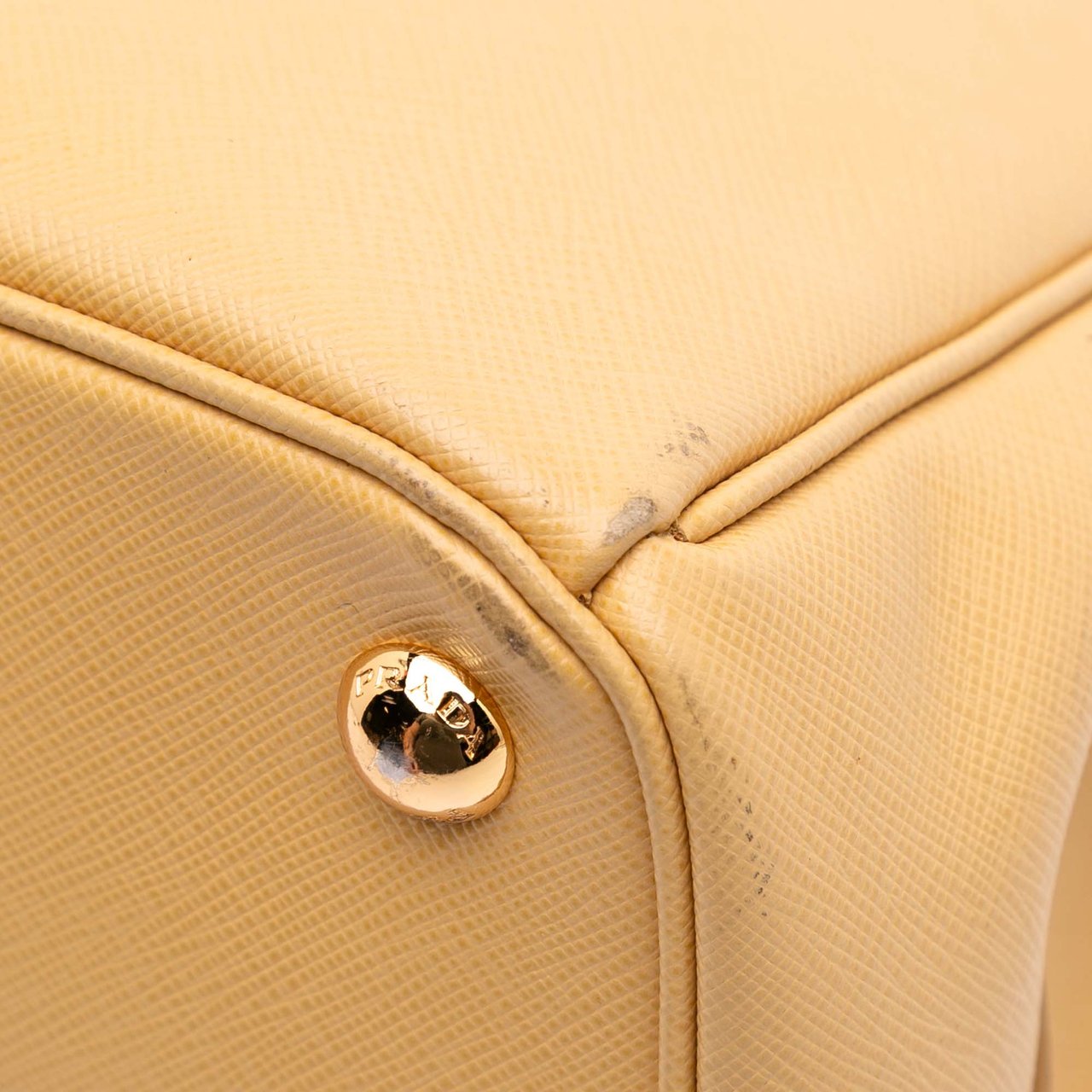 Prada Small Saffiano Lux Galleria Double Zip Satchel Geel