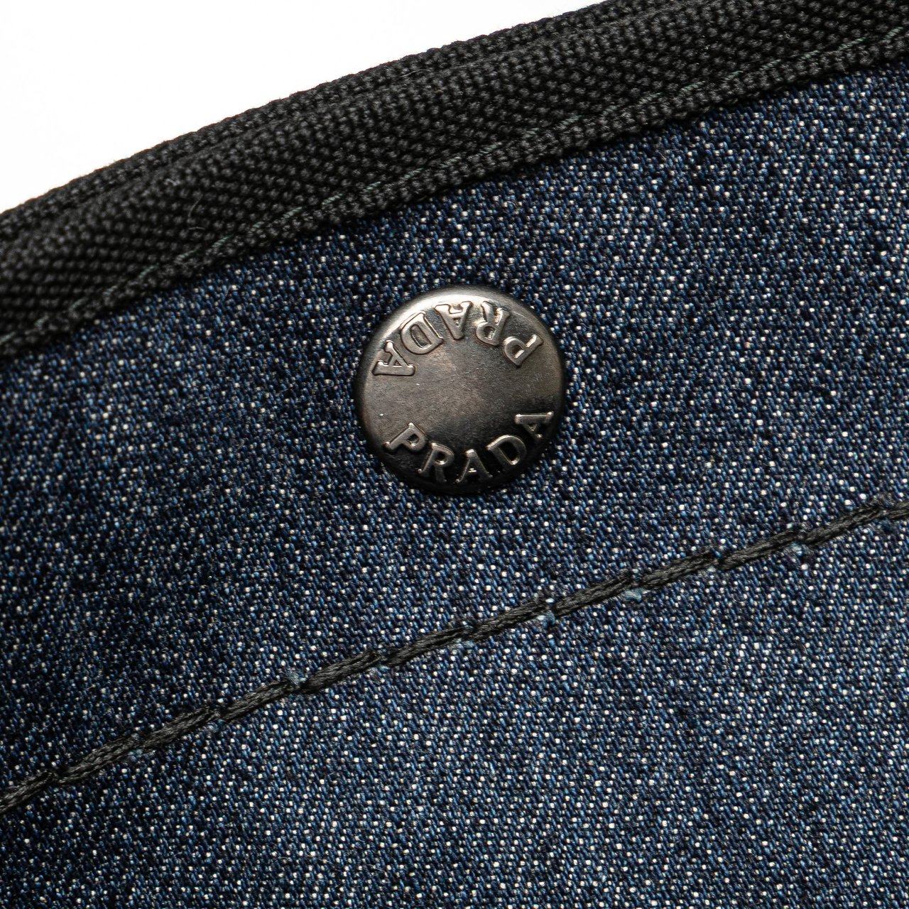 Prada Denim Logo Satchel Blauw