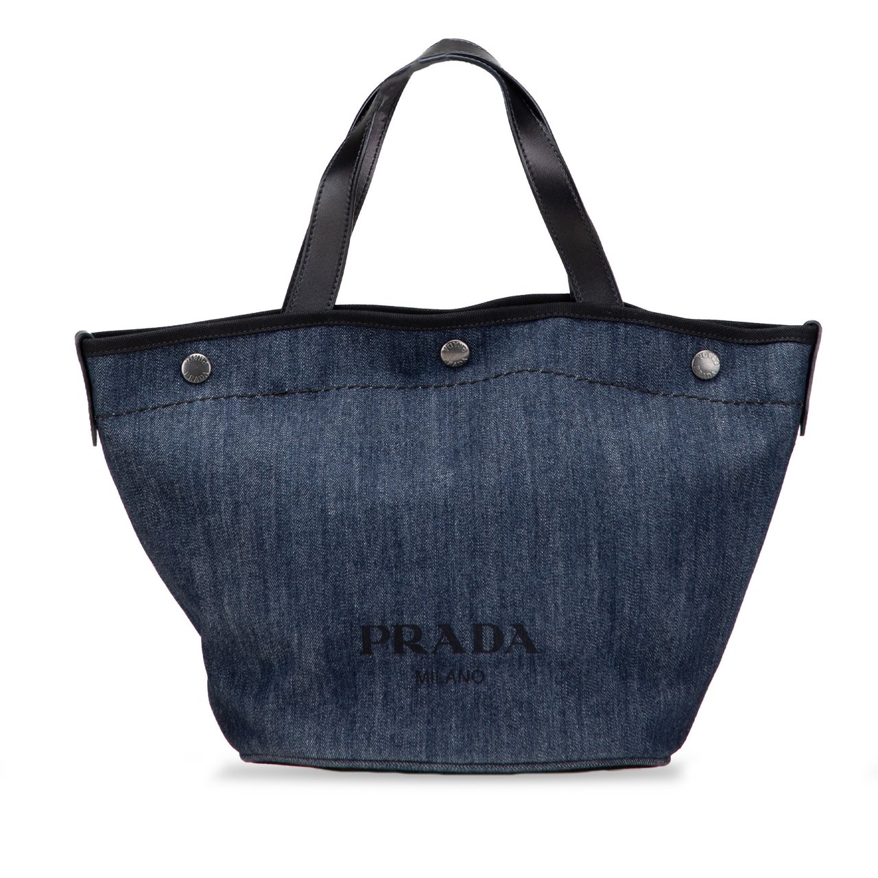 Prada Denim Logo Satchel Blauw
