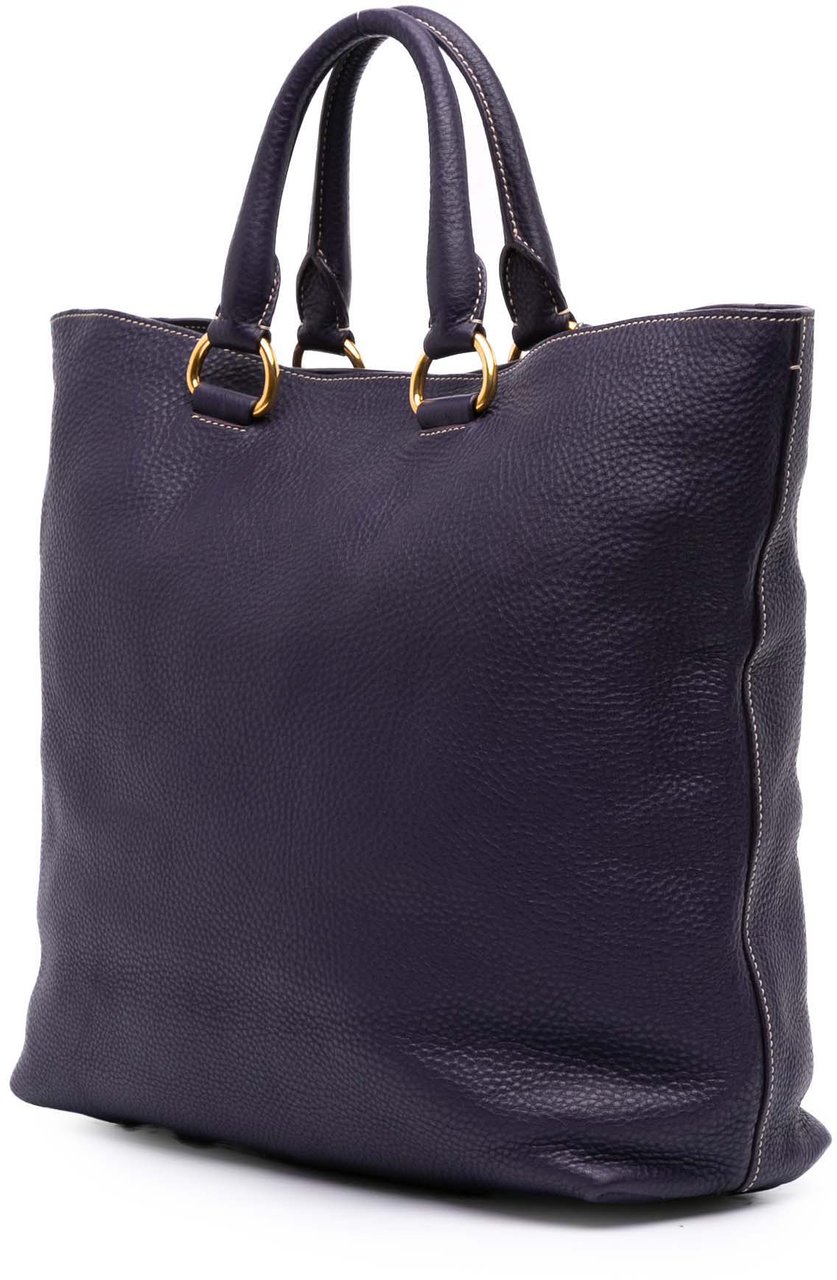 Prada Vitello Daino Open Convertible Tote Paars