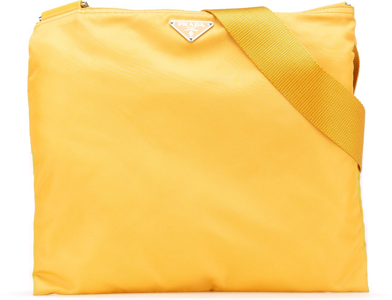 Prada Tessuto Zip Top Crossbody Geel