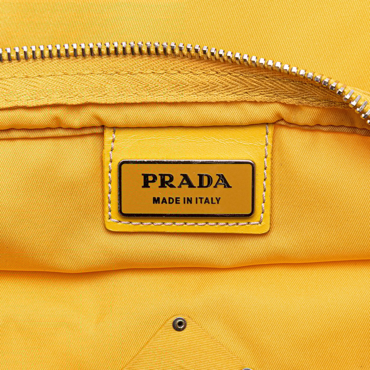 Prada Tessuto Zip Top Crossbody Geel