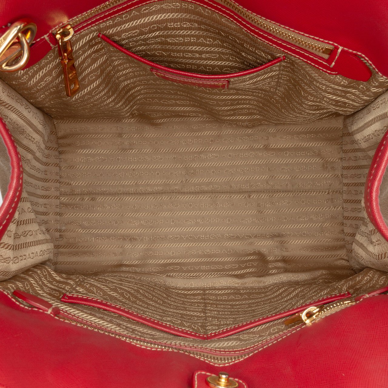 Prada Saffiano Trimmed Canvas Canapa Logo Satchel Bruin