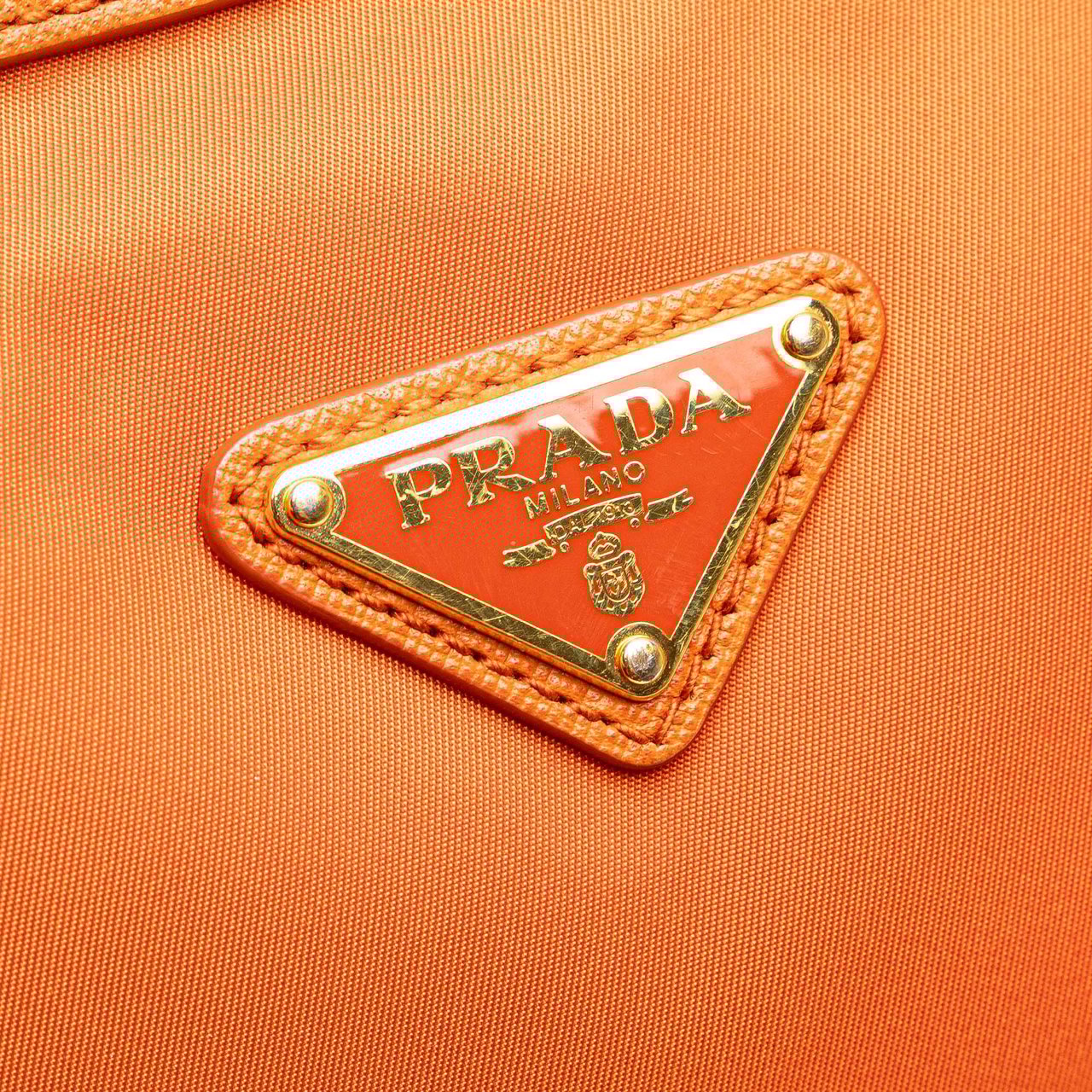 Prada Saffiano Trimmed Tessuto Zip Top Crossbody Oranje