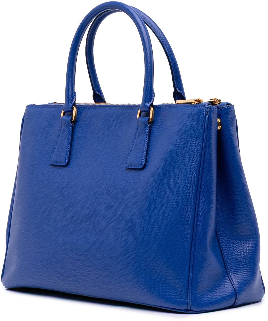 Prada Medium Saffiano Lux Galleria Double Zip Satchel Blauw