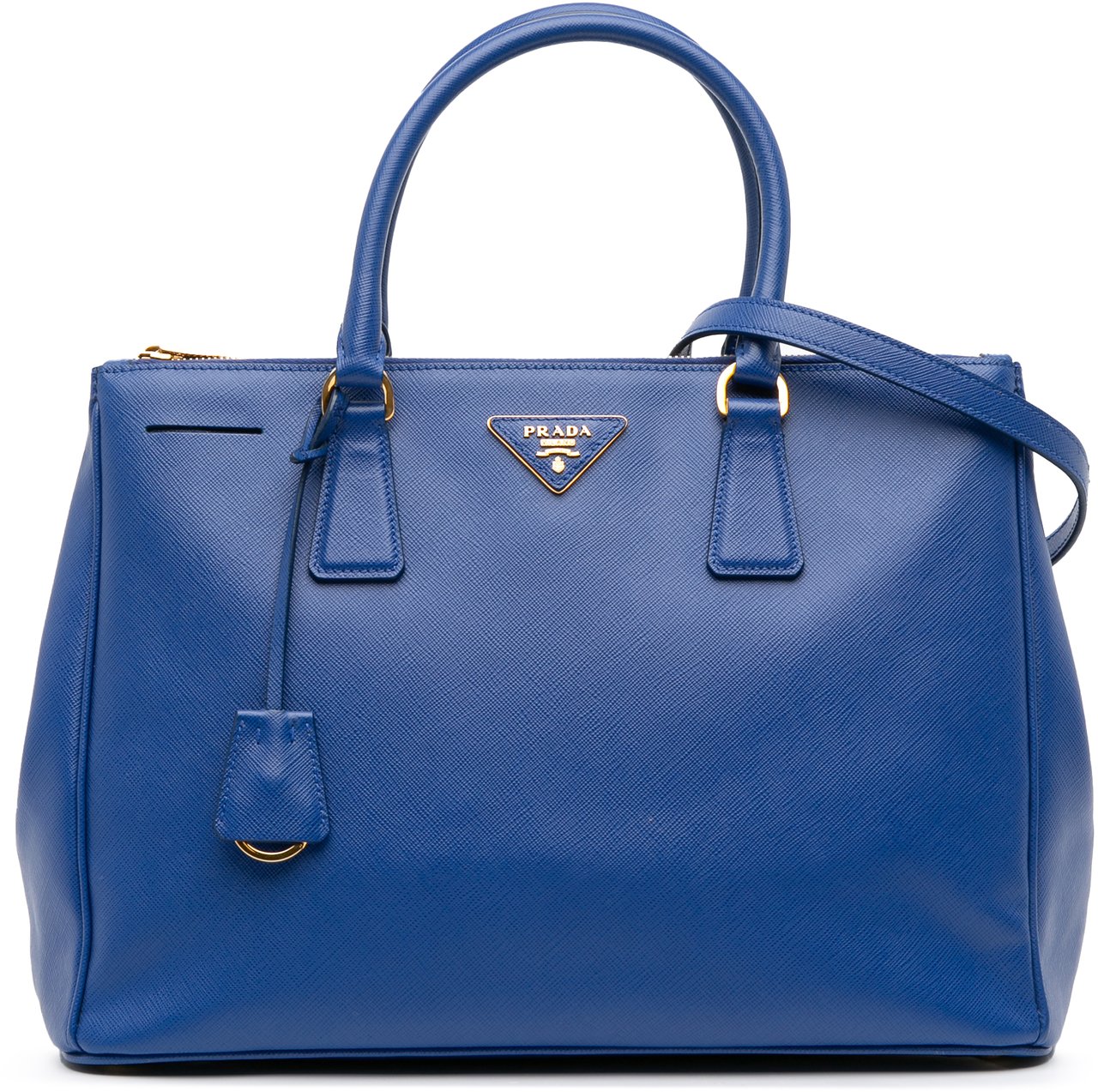 Prada Medium Saffiano Lux Galleria Double Zip Satchel Blauw