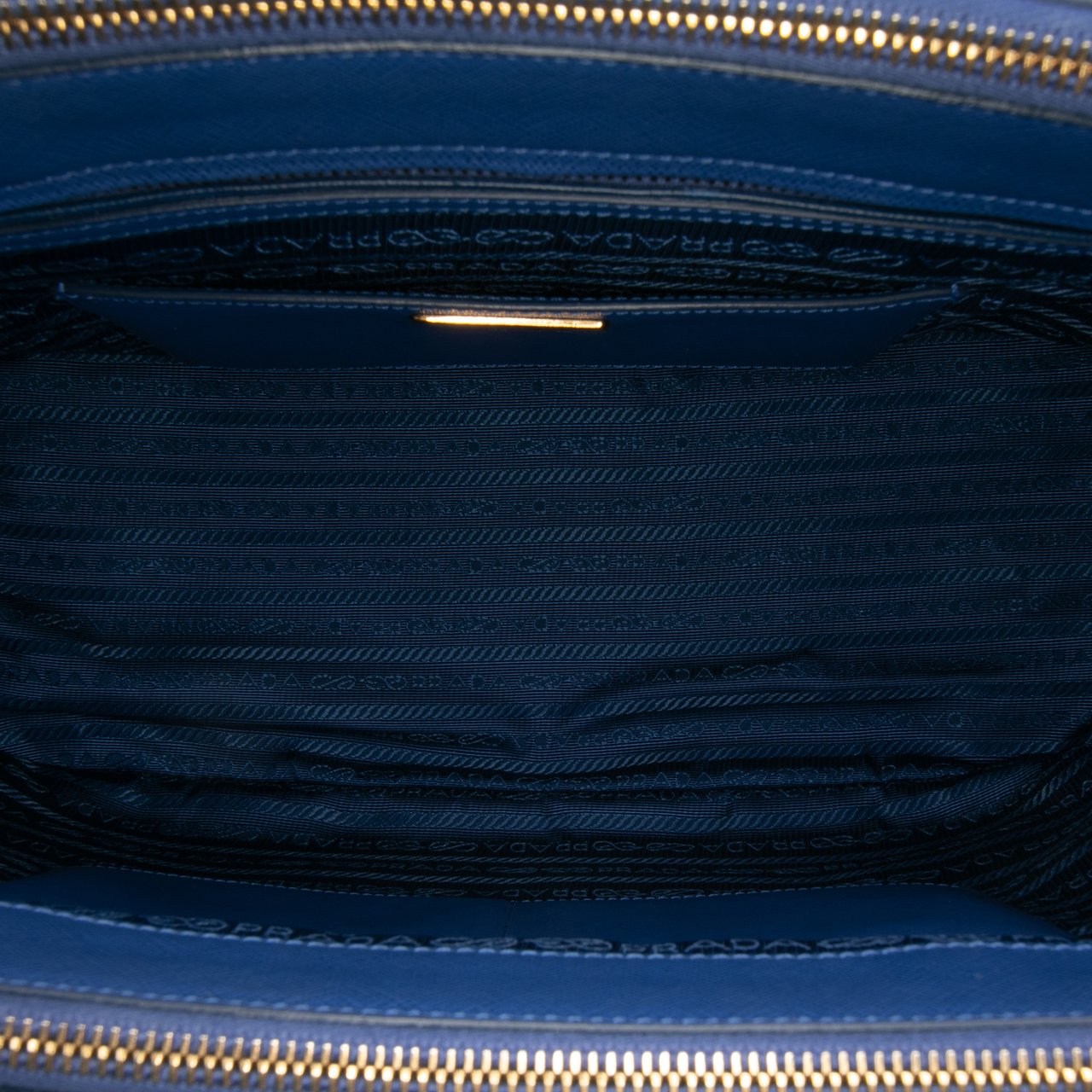 Prada Medium Saffiano Lux Galleria Double Zip Satchel Blauw
