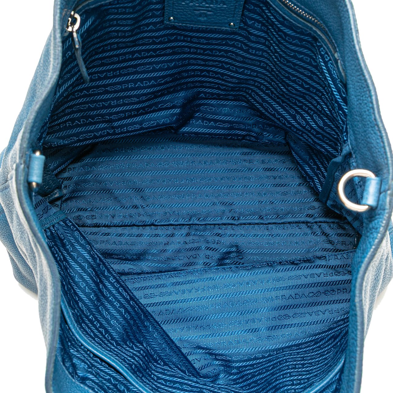 Prada Vitello Daino Open Convertible Tote Blauw