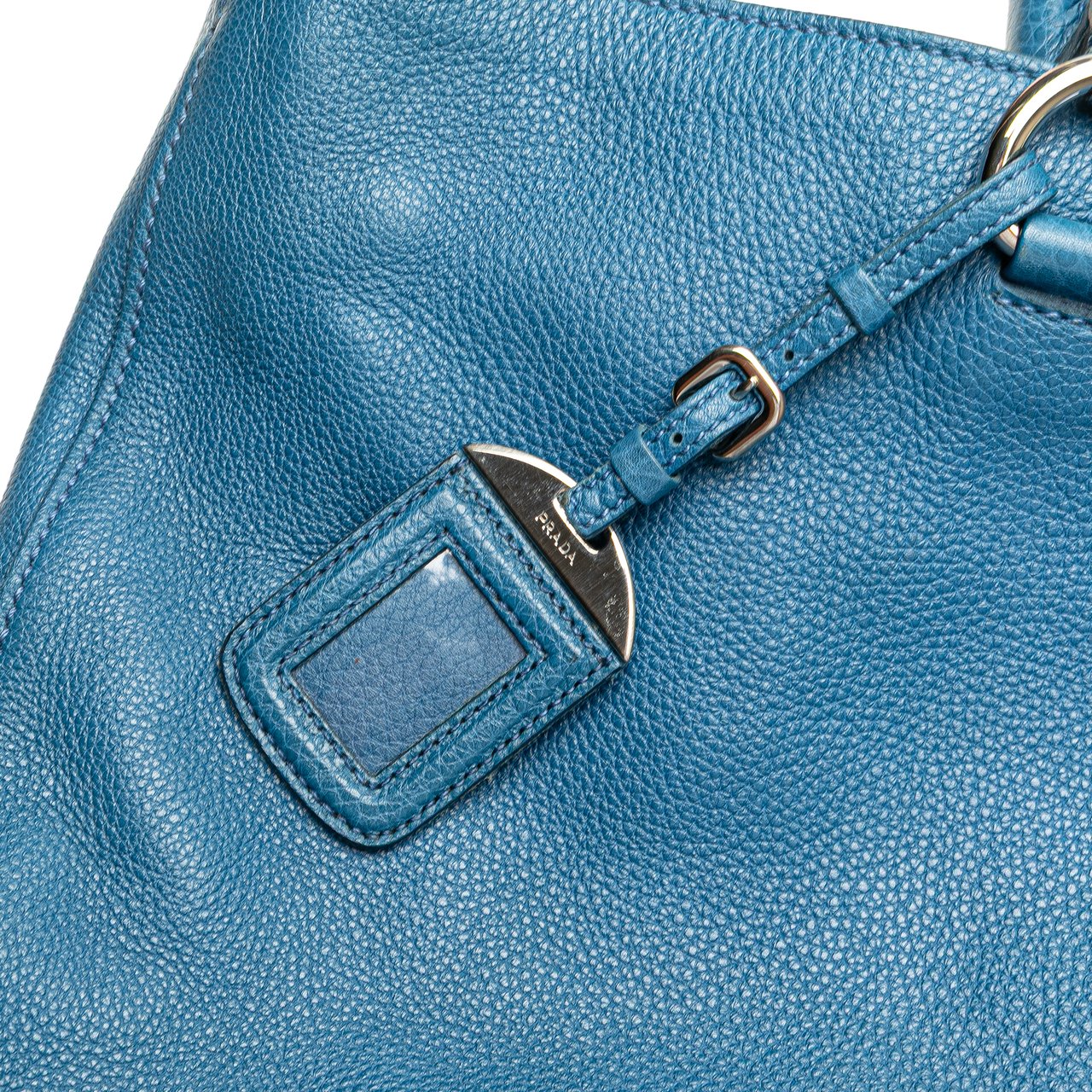 Prada Vitello Daino Open Convertible Tote Blauw