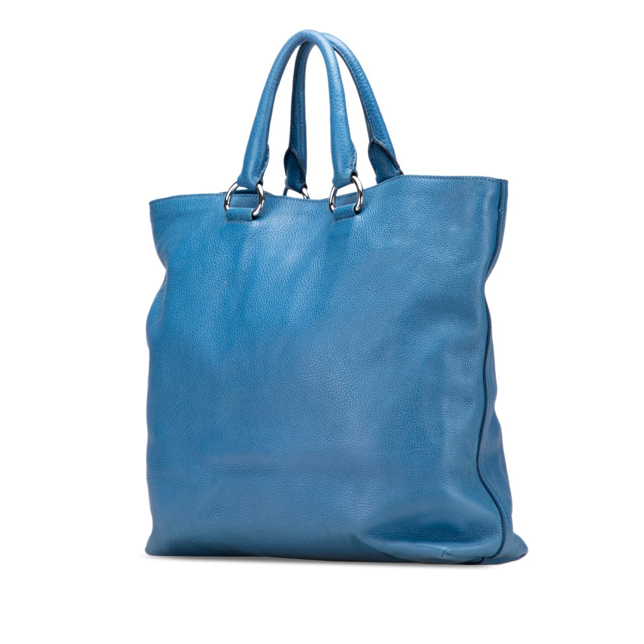 Prada Vitello Daino Open Convertible Tote Blauw