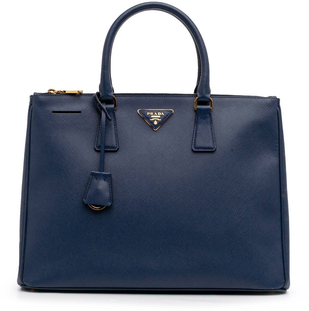 Prada Large Saffiano Lux Galleria Double Zip Tote Blauw