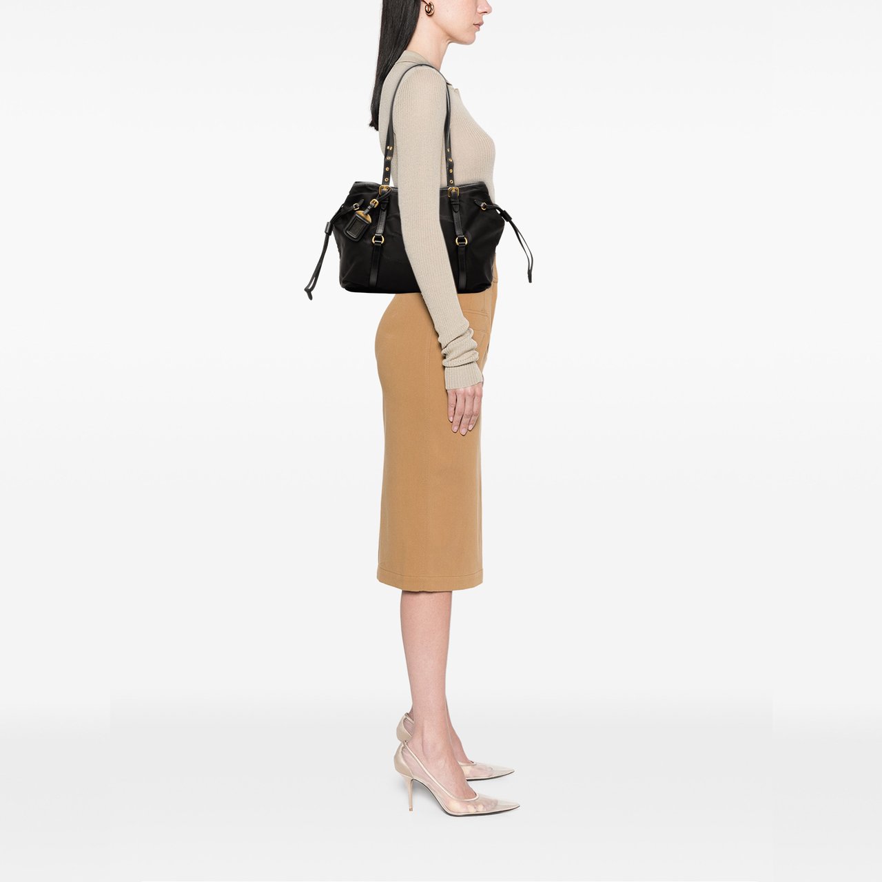 Prada Tessuto Canapa Logo Tote Zwart