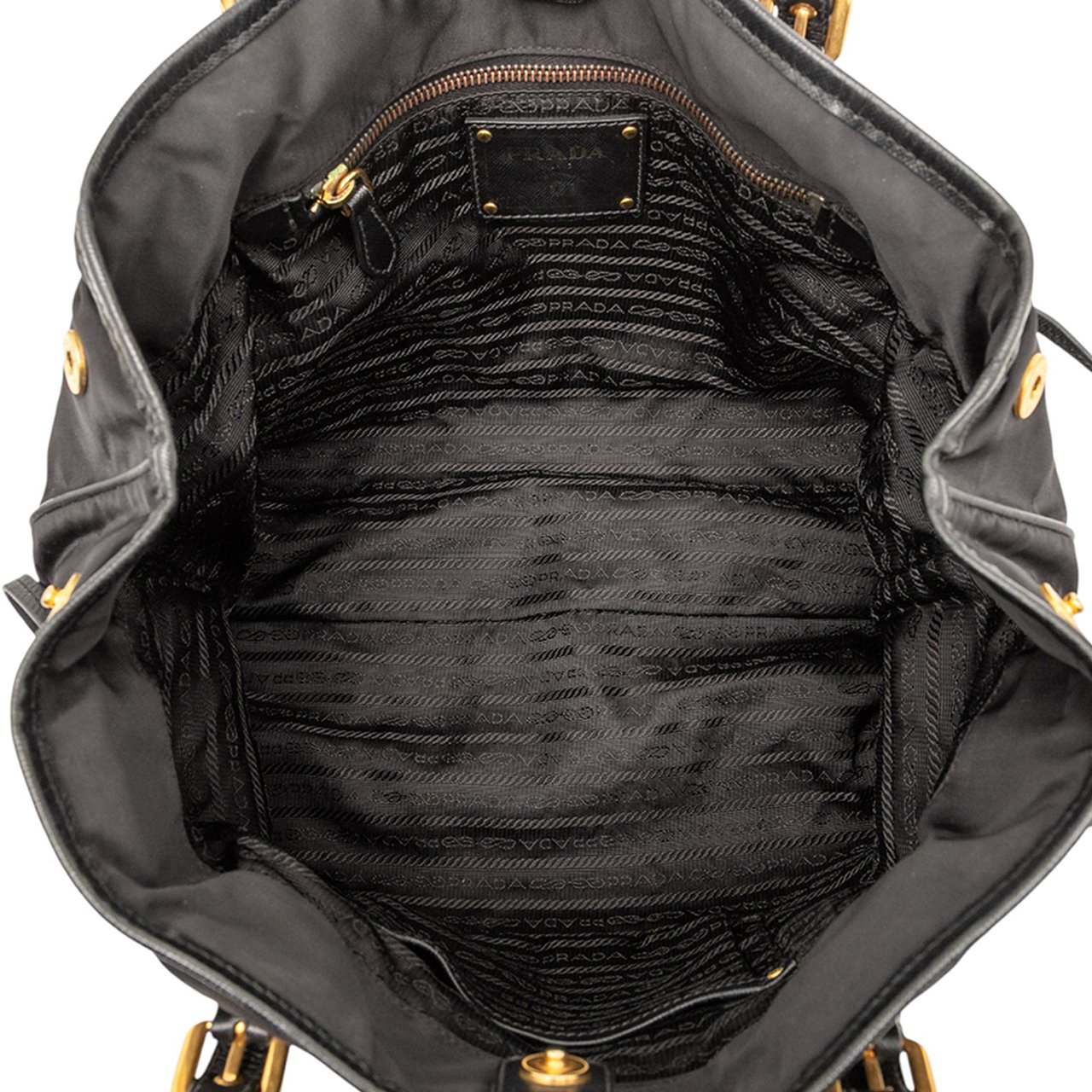 Prada Tessuto Canapa Logo Tote Zwart