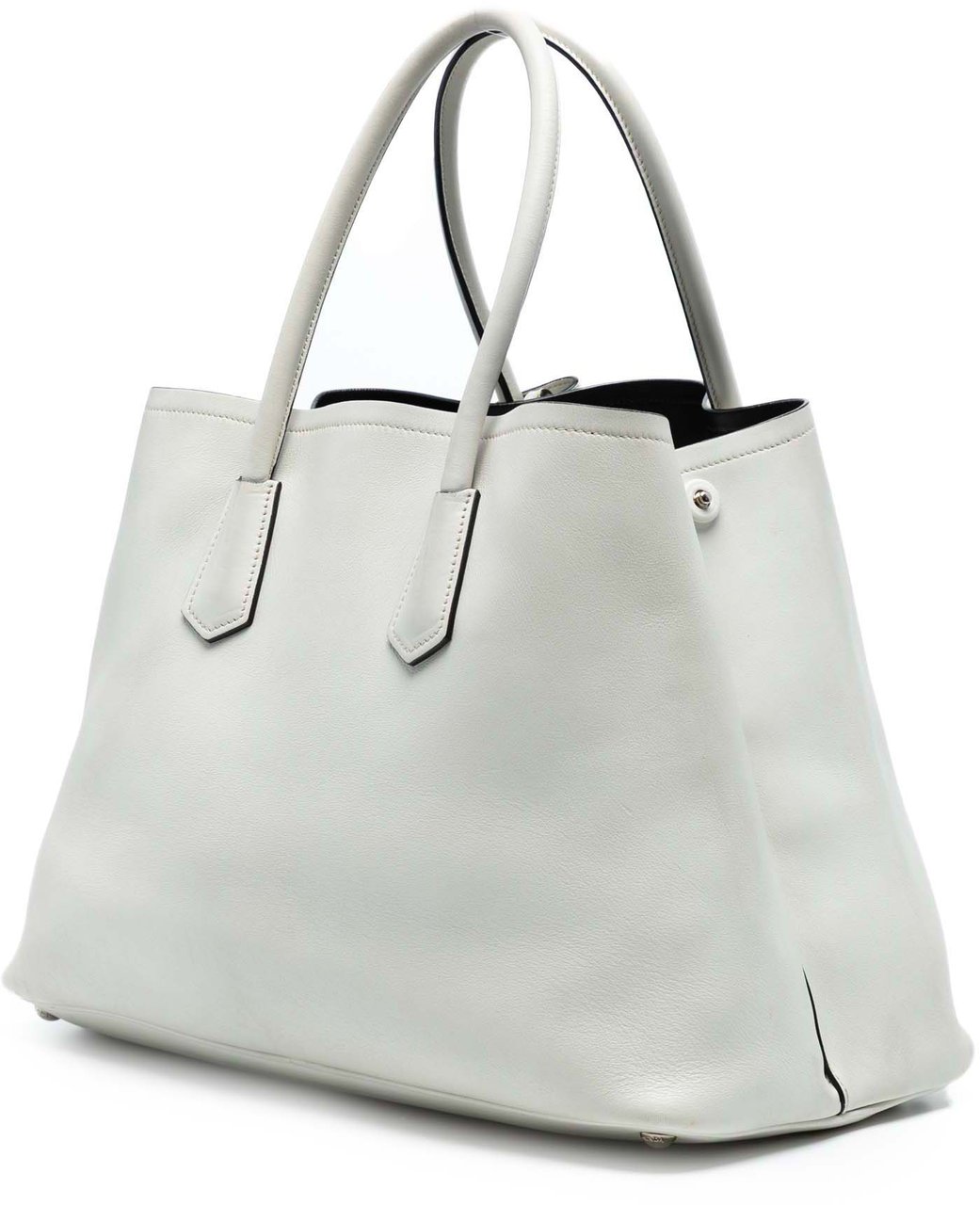 Prada Large City Calf Double Satchel Wit