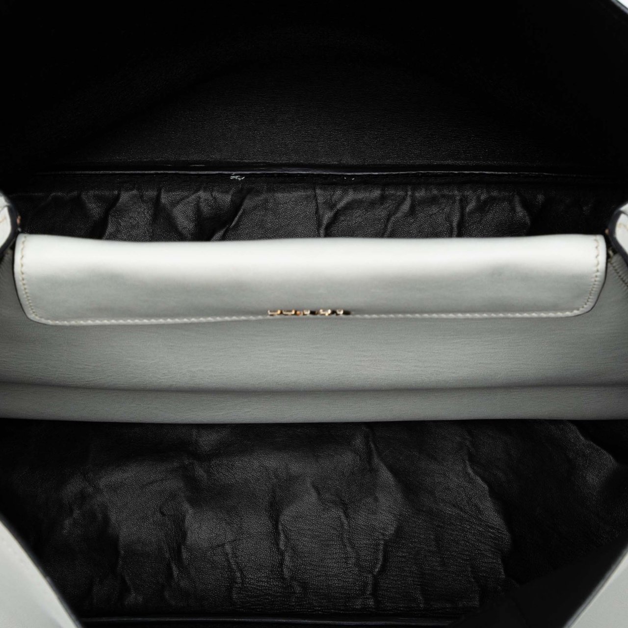 Prada Large City Calf Double Satchel Wit