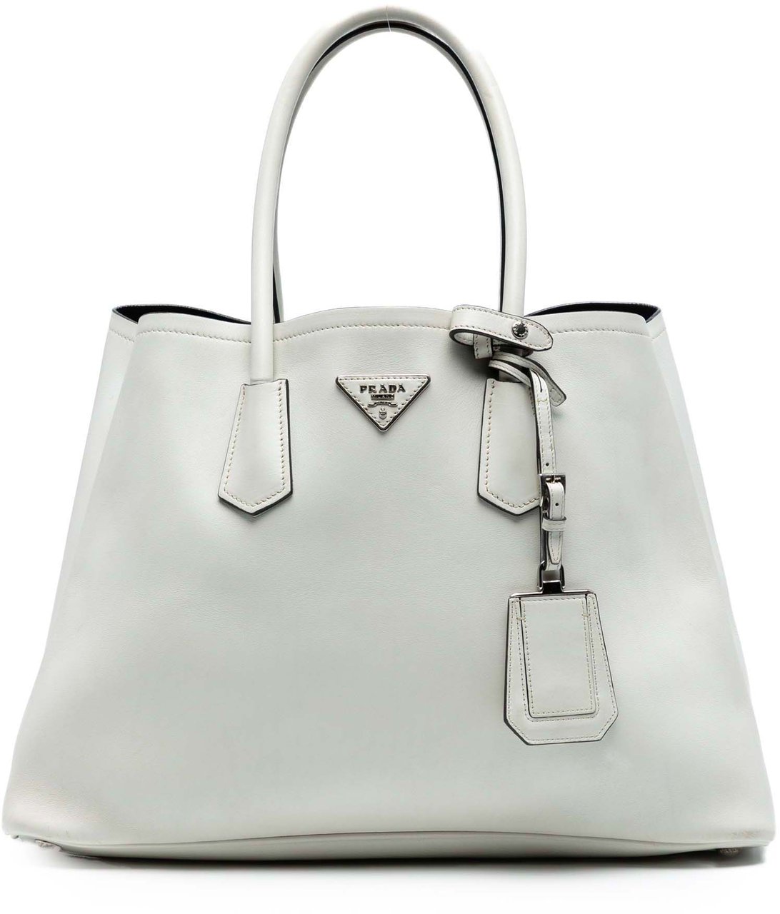 Prada Large City Calf Double Satchel Wit