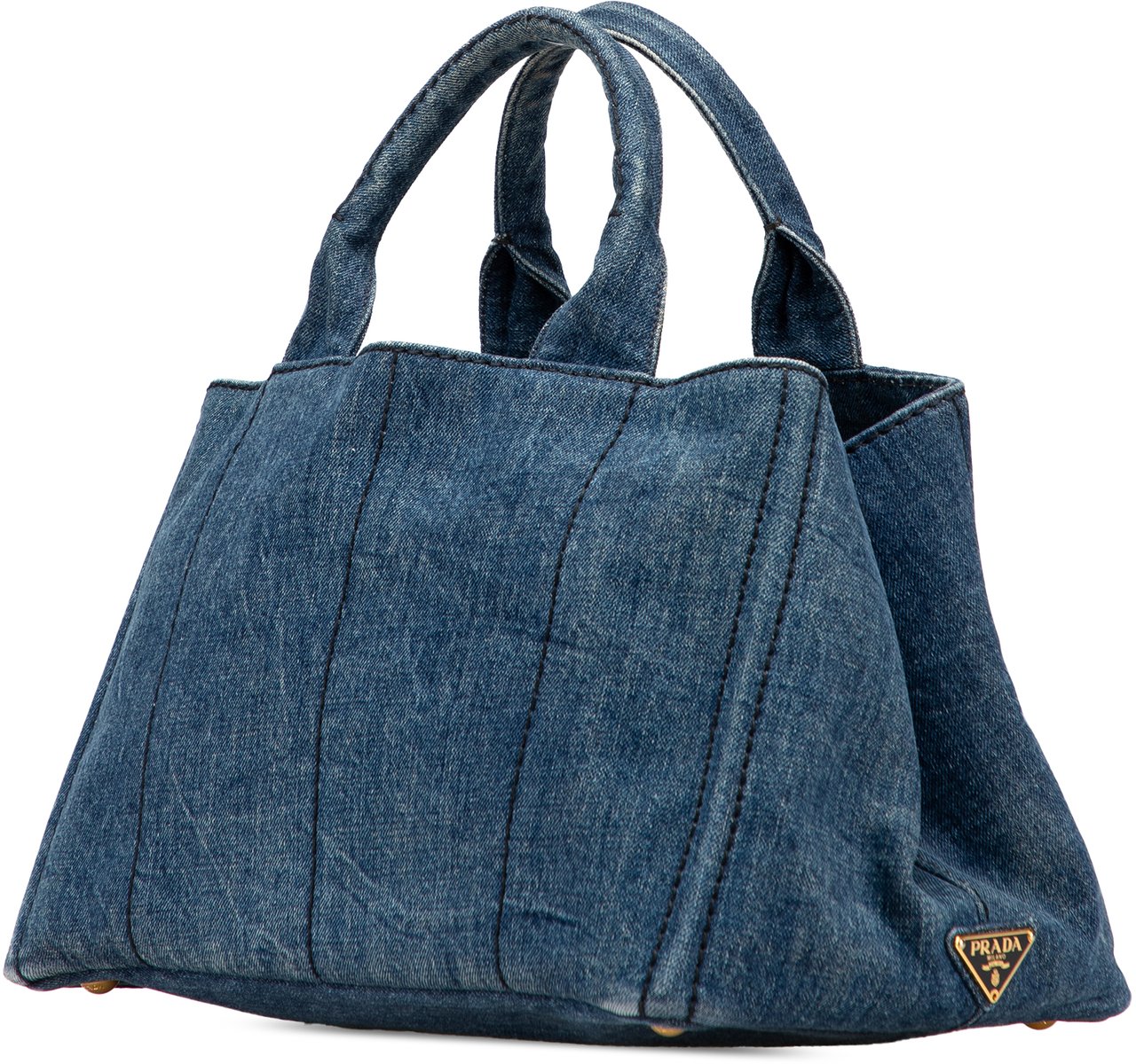 Prada Denim Canapa Logo Satchel Blauw