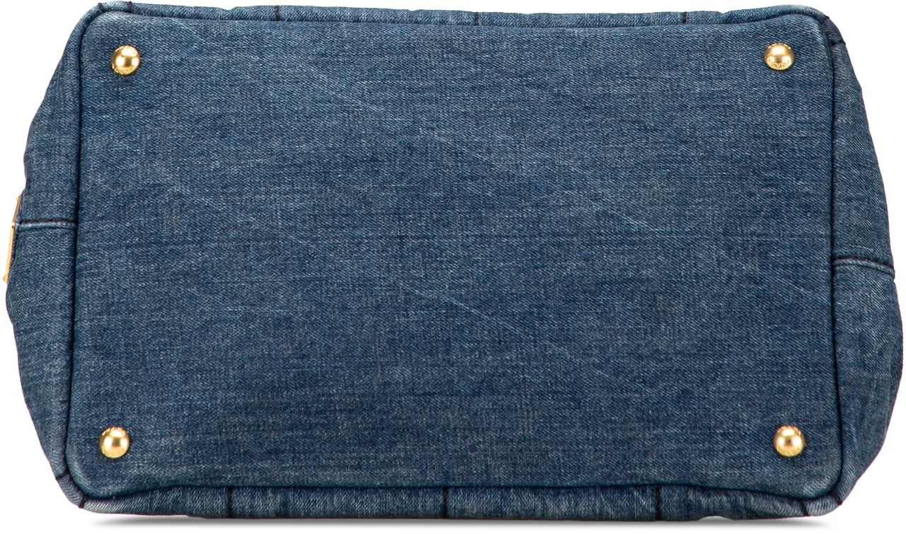 Prada Denim Canapa Logo Satchel Blauw