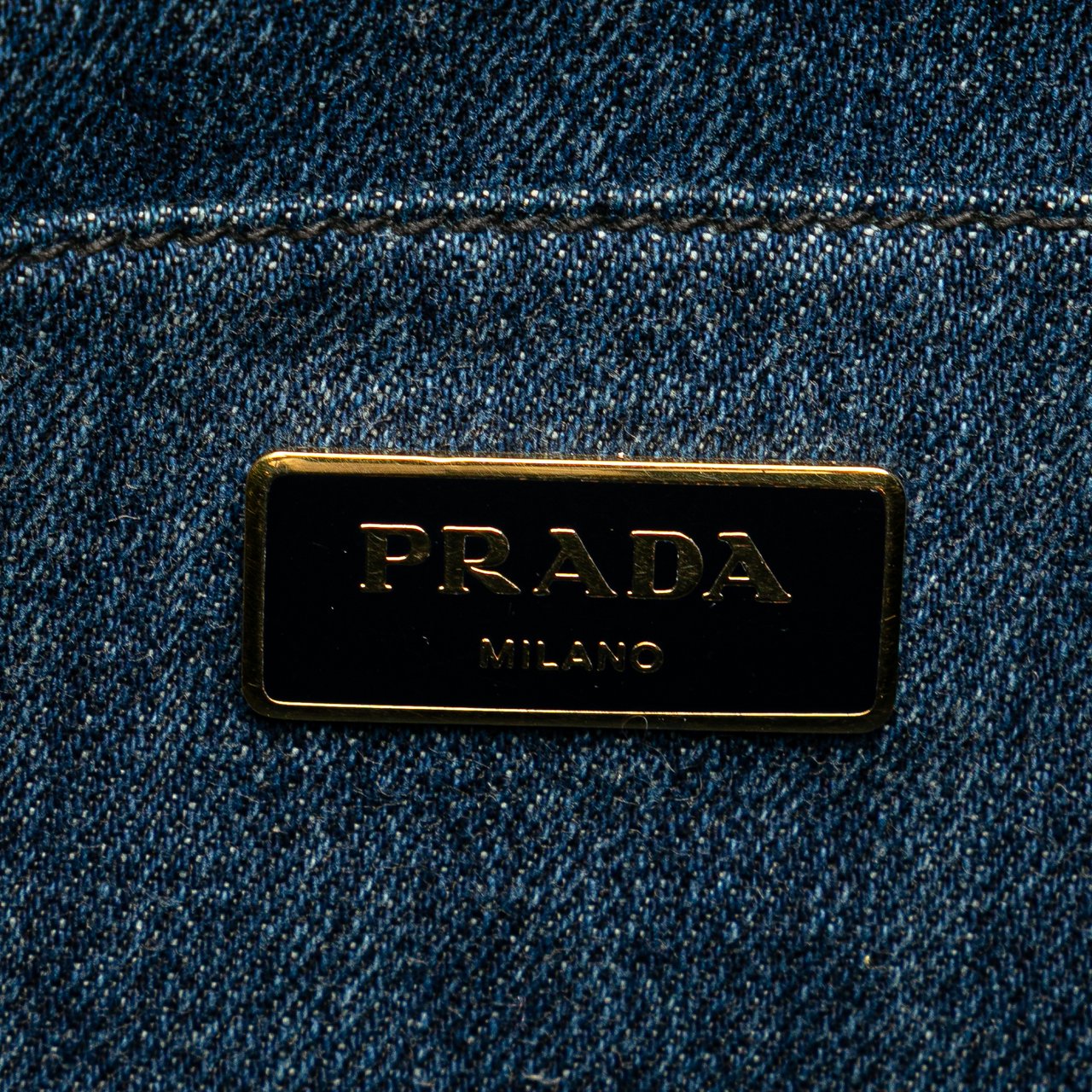 Prada Denim Canapa Logo Satchel Blauw