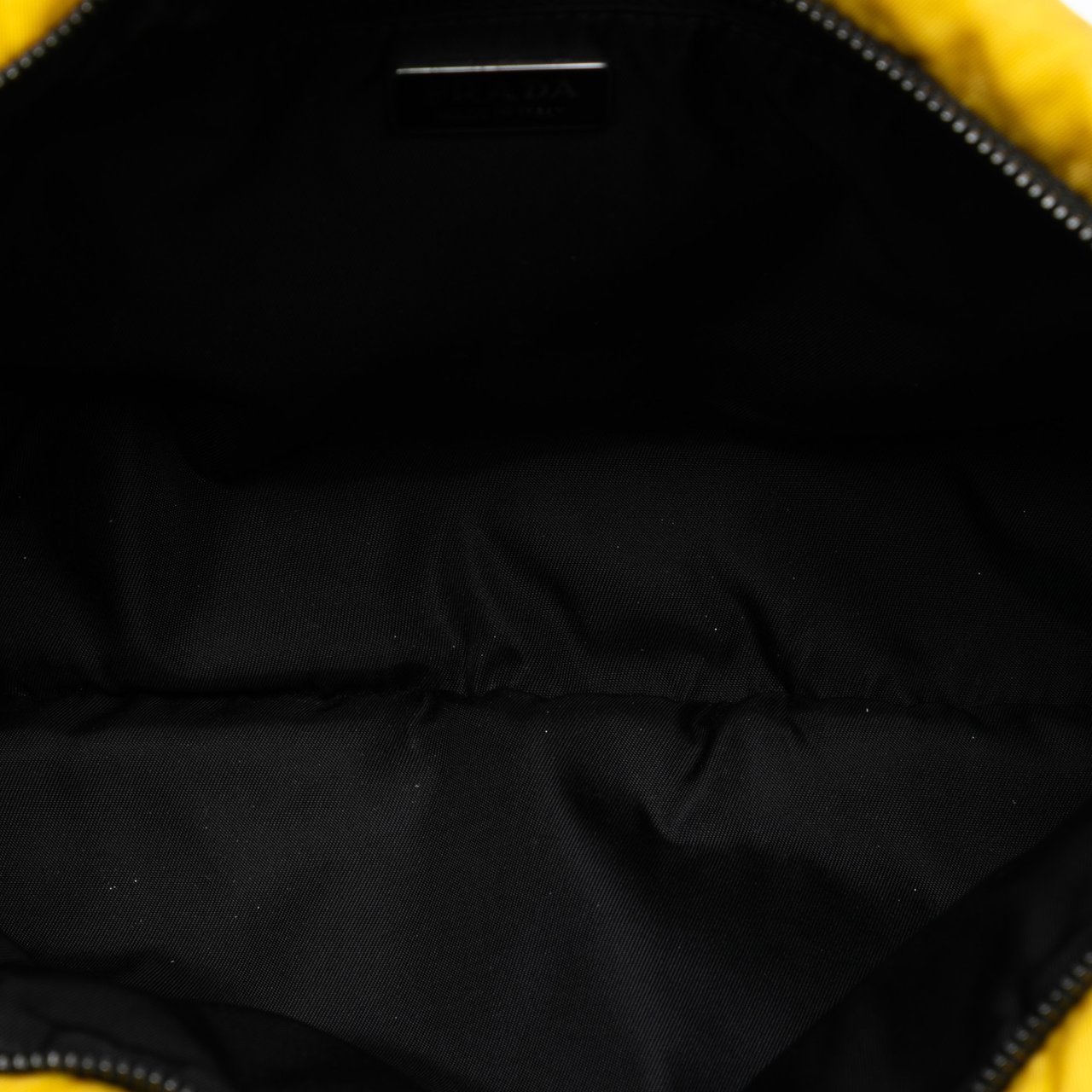 Prada Tessuto Fluo Clutch on Chain Geel