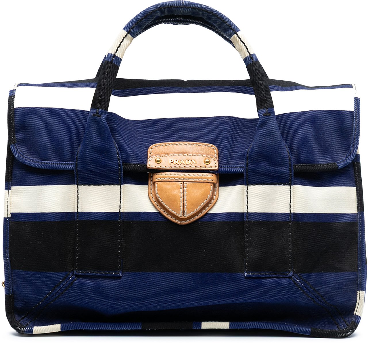 Prada Canvas Canapa Pattina Satchel Blauw
