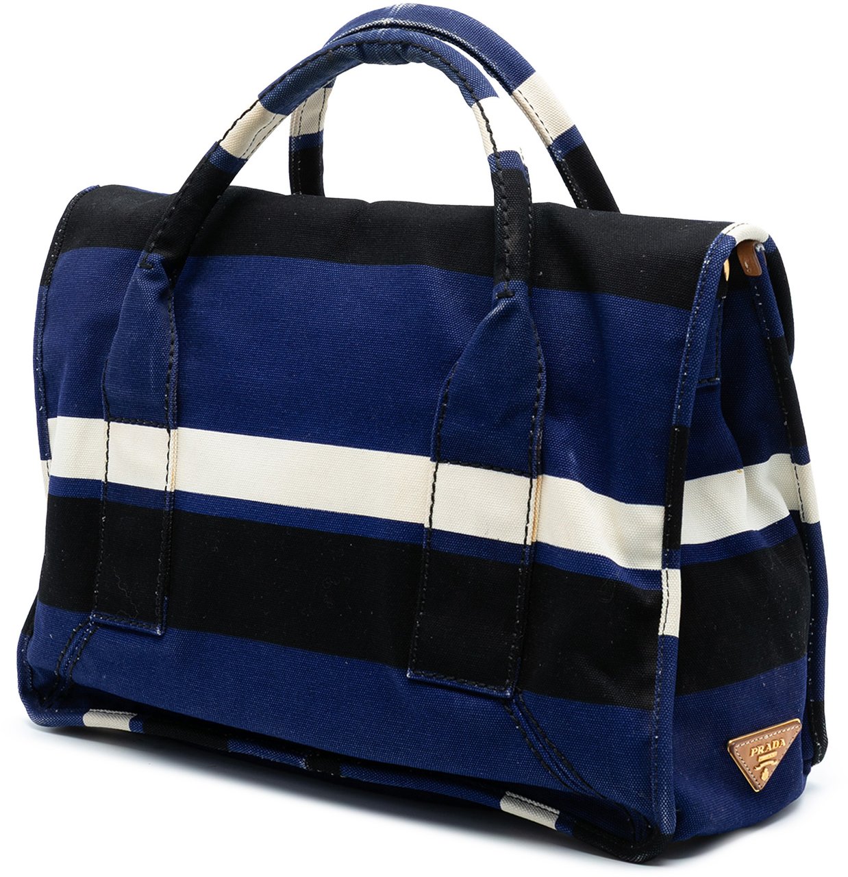 Prada Canvas Canapa Pattina Satchel Blauw