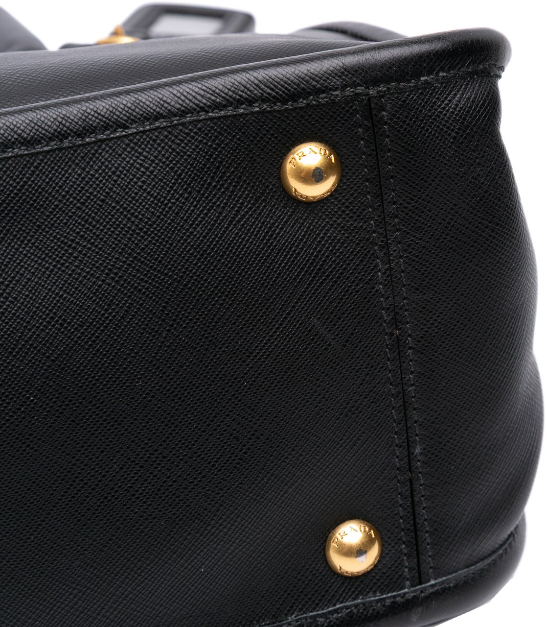 Prada Saffiano Lucido Top Handle Frame Tote Zwart