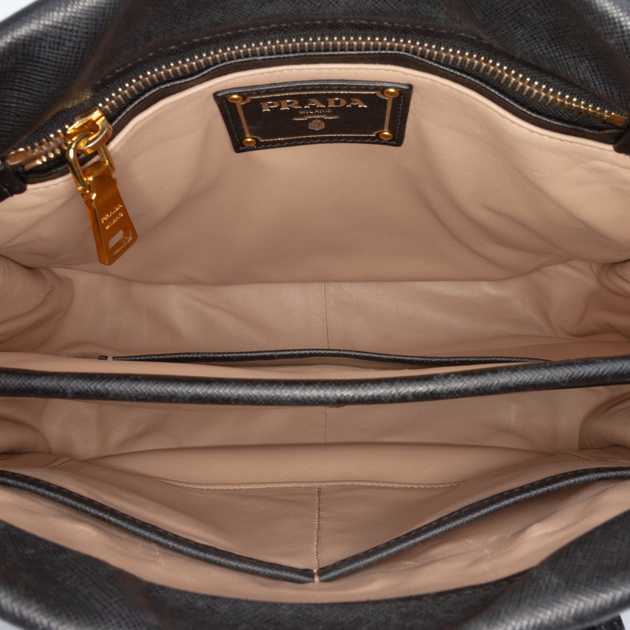 Prada Saffiano Lucido Top Handle Frame Tote Zwart