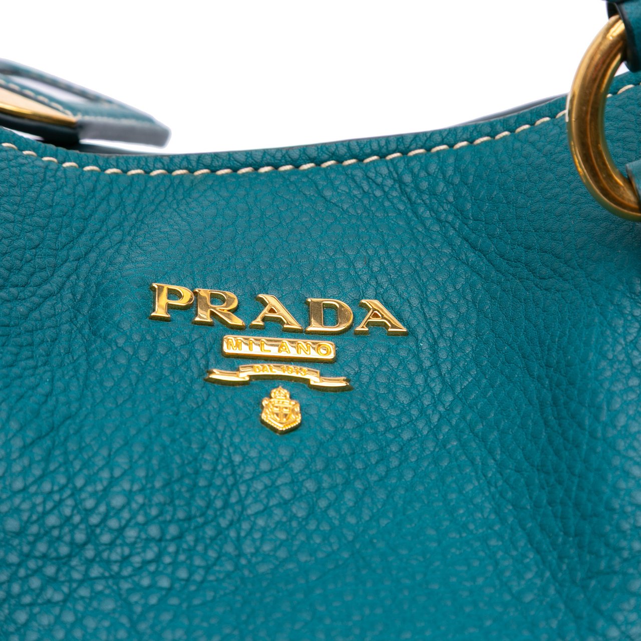 Prada Vitello Daino Side Zip Tote Blauw