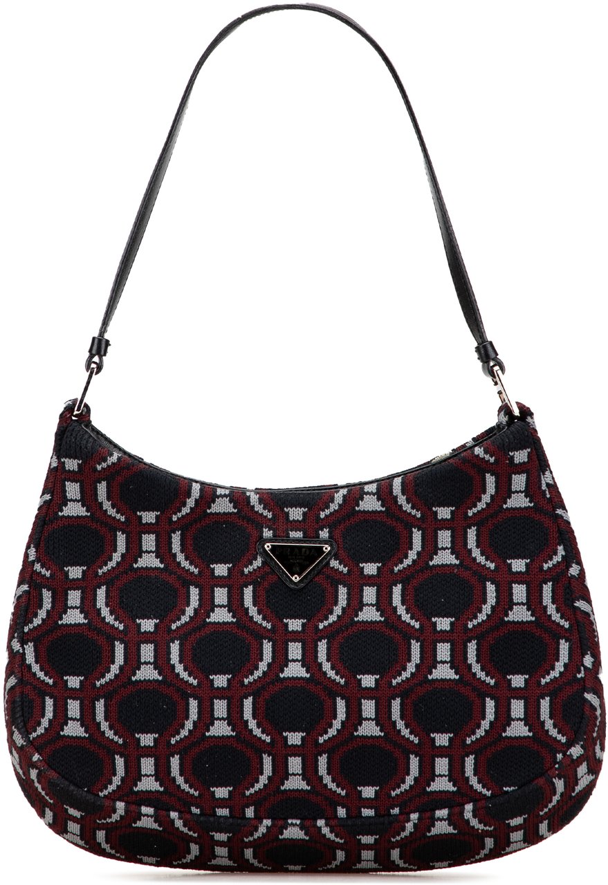 Prada Jacquard Knit Cleo Shoulder Bag Zwart